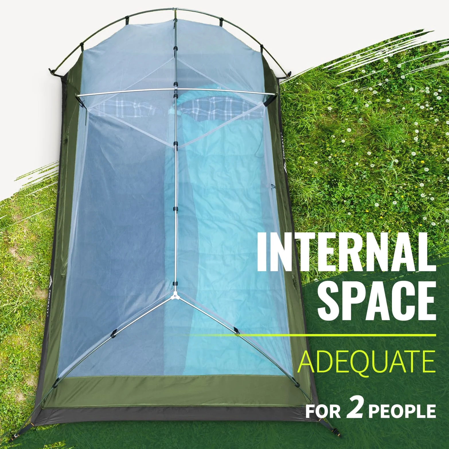 Forceatt La Tienda de campaña para 2 y 3 Personas es Impermeable y Resistente al Viento, Tienda de campaña para 3 a 4 Estaciones, Tienda de campaña Ligera de Aluminio Que se Puede Montar rápidamente