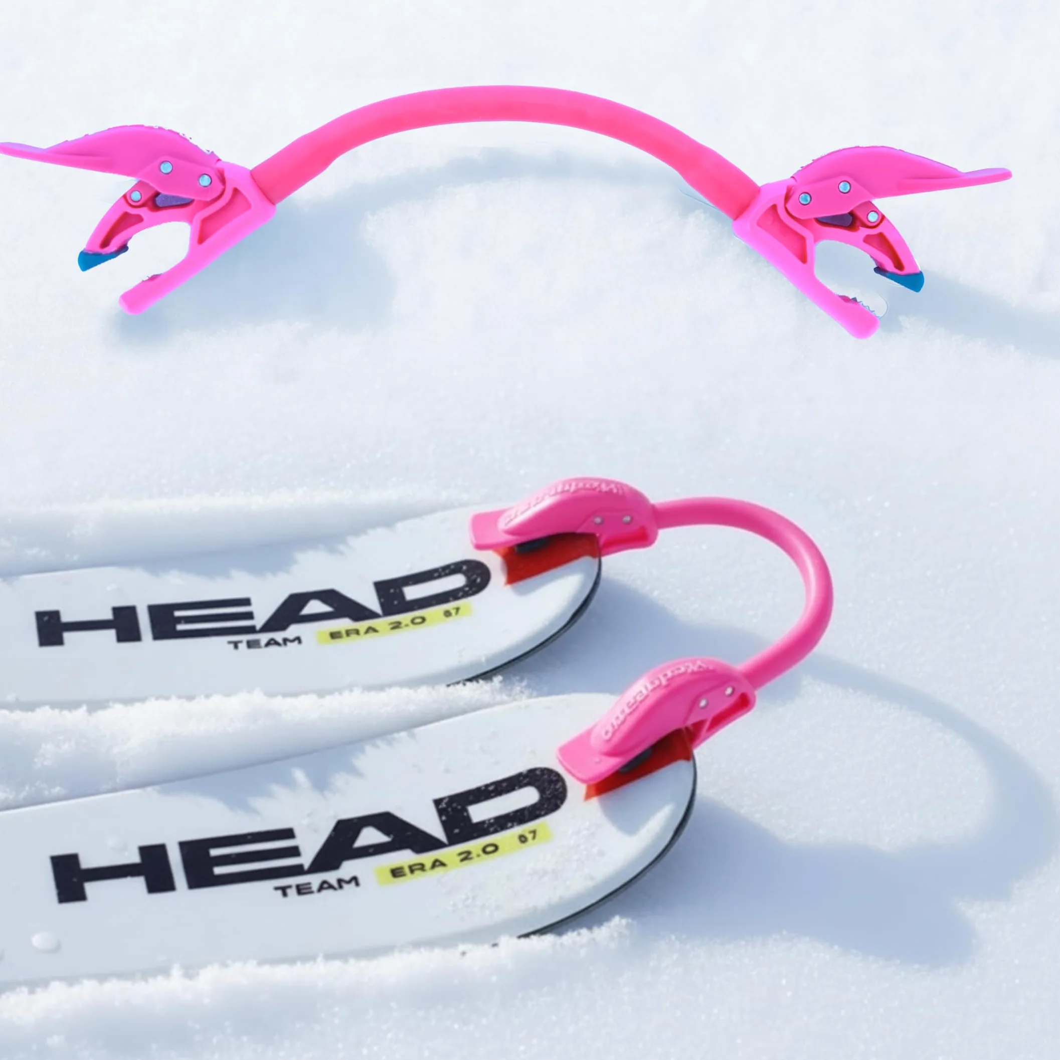 Launch Pad Wedgease - Conector de Punta de esquí - Aprende a Esquiar - Enseña Control de Velocidad, fabricación de cuña, Giro básico, portátil y Duradero, Principiantes (Rosa)