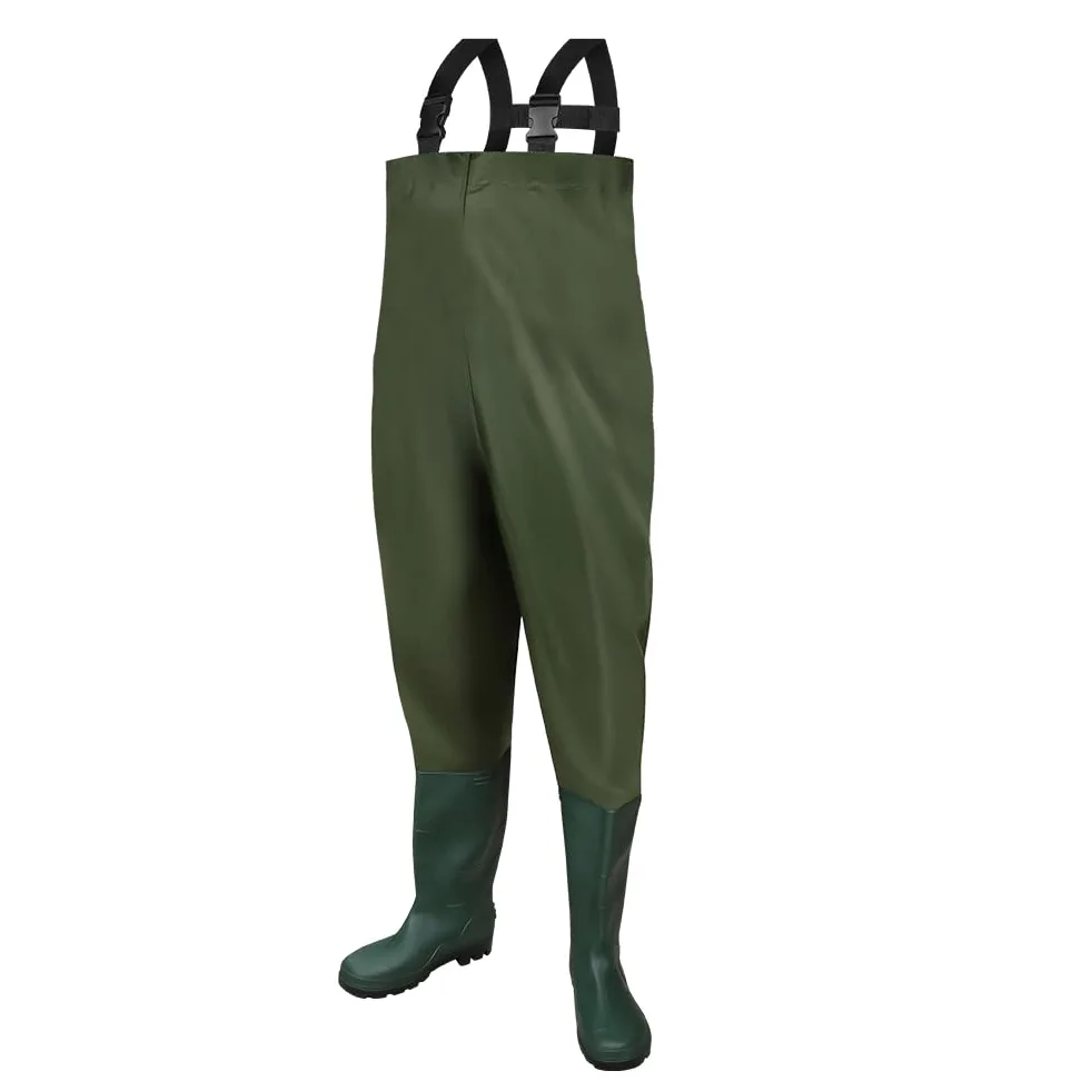 Daromigo Pantalones de vadeo para hombre, impermeables, material de PVC 70D, con botas, resistentes al agua, neopreno para pesca, deportes acuáticos y aventuras al aire libre