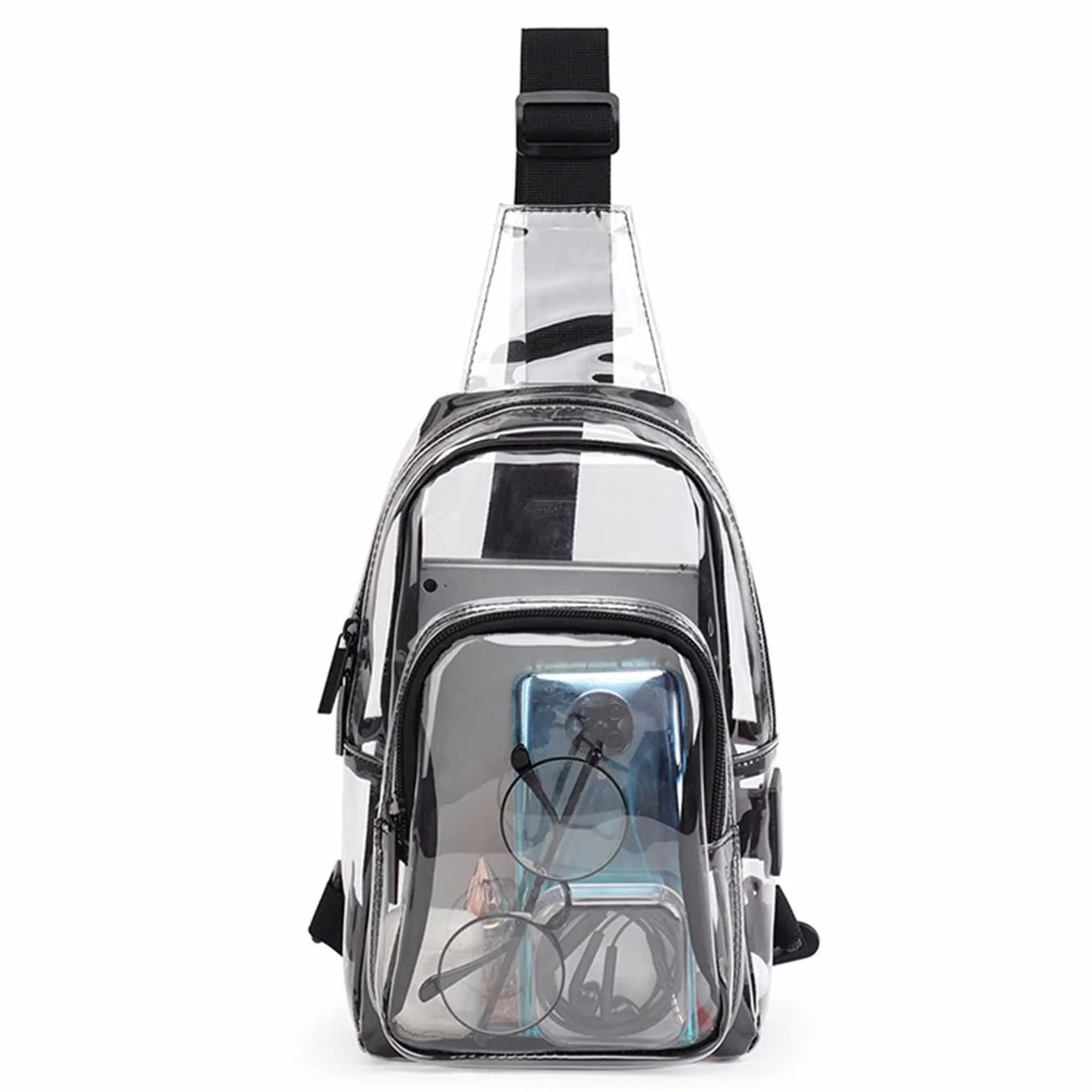 Morain Bolsas cruzadas, bolsa transparente aprobada por el estadio, mochila cruzada, mochila simple para el pecho, bolsa bandolera para eventos de estadio, conciertos, Black