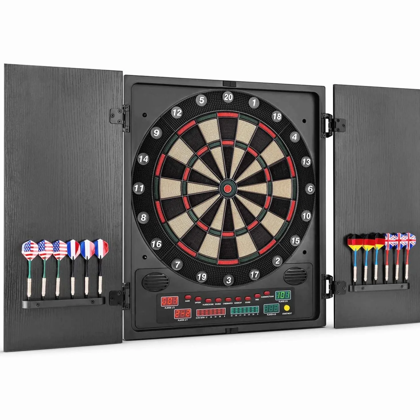 Oneconcept Dartmaster 180 - Diana electrónica, Diana automática, 1-8 Jugadores, Rival Virtual, 12 Dardos, Apoyo para Diana Dardos, Diana electrónica Profesional, 27 Juegos, 2 Puertas