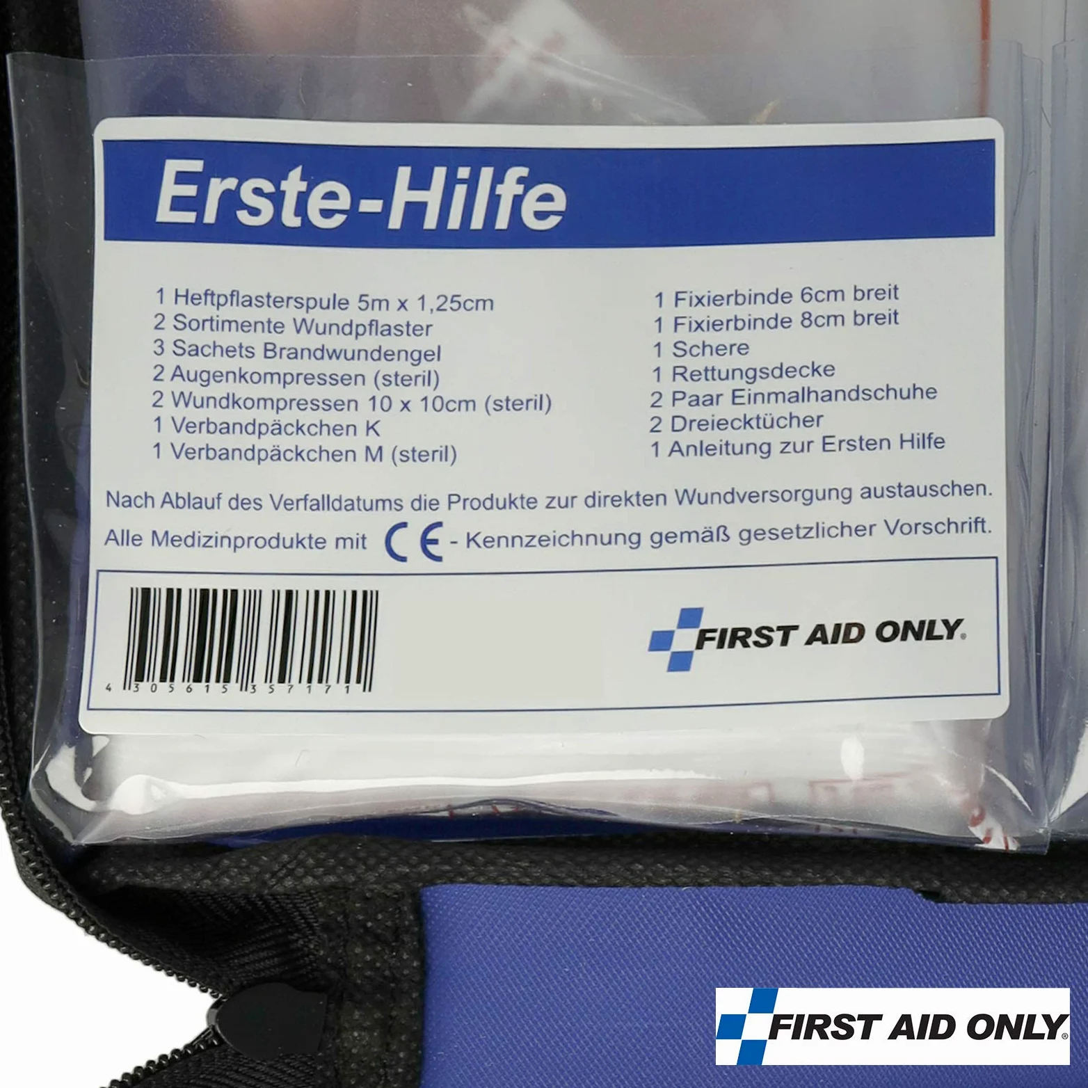 First Aid Only Bolsa de primeros auxilios, 50 piezas, para oficina, viaje, ocio, pequeño, para llevar, azul, P-10036