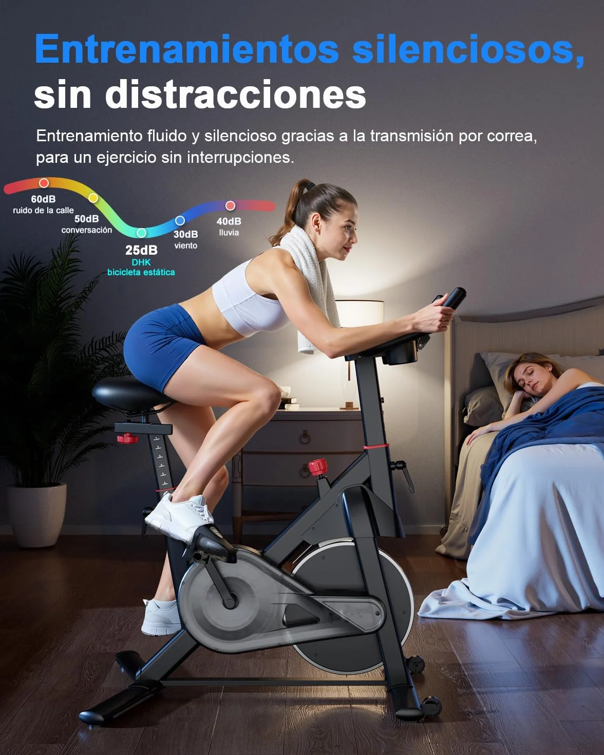 Copant Bicicleta Estática en Cass con Pantalla LCD y App Control, Bicicleta de Ejercicio Interior con Resistencia Magnética Ajustable, Capacidad de Carga 136KG