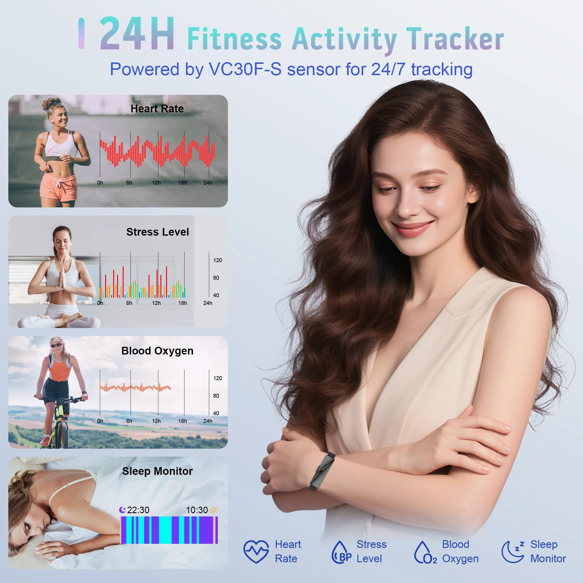 Reloj Deportivo con 170 Deportes, Podómetro Reloj Inteligente Mujer | gps pulsera actividad, notificaciones bluetooth, monitor de sueño, frecuencia cardíaca, spo2, impermeable para android/ios