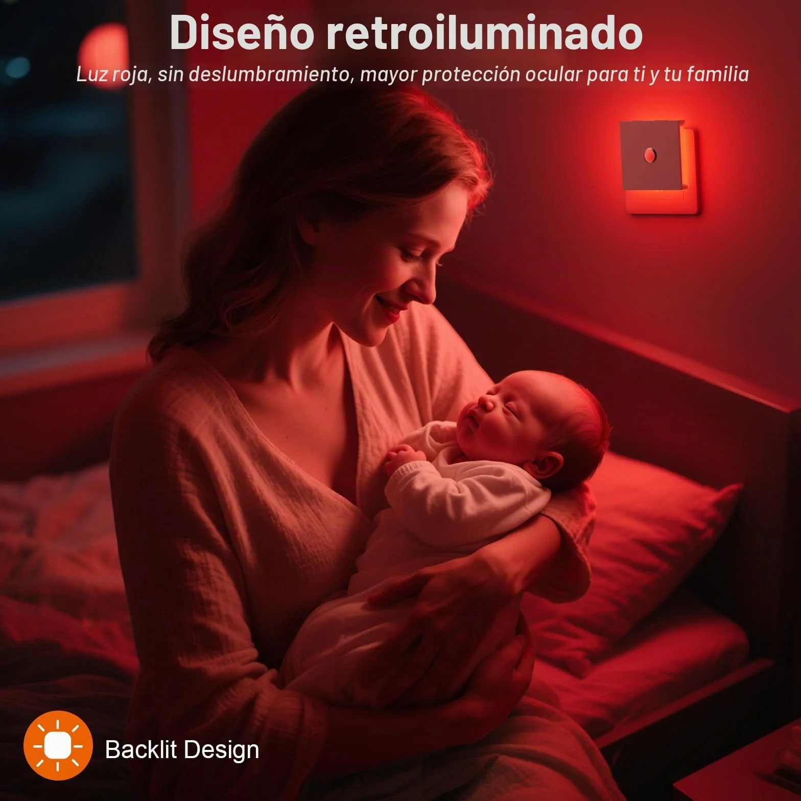 Feliigo Luz Nocturna con Sensor de Movimiento, 2 Piezas, 3 Modos, Brillo Ajustable para Habitación Infantil