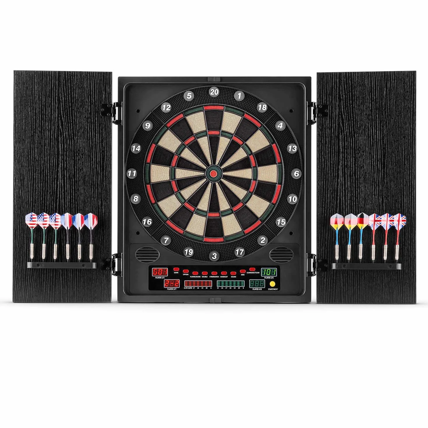 Oneconcept Dartmaster 180 - Diana electrónica, Diana automática, 1-8 Jugadores, Rival Virtual, 12 Dardos, Apoyo para Diana Dardos, Diana electrónica Profesional, 27 Juegos, 2 Puertas