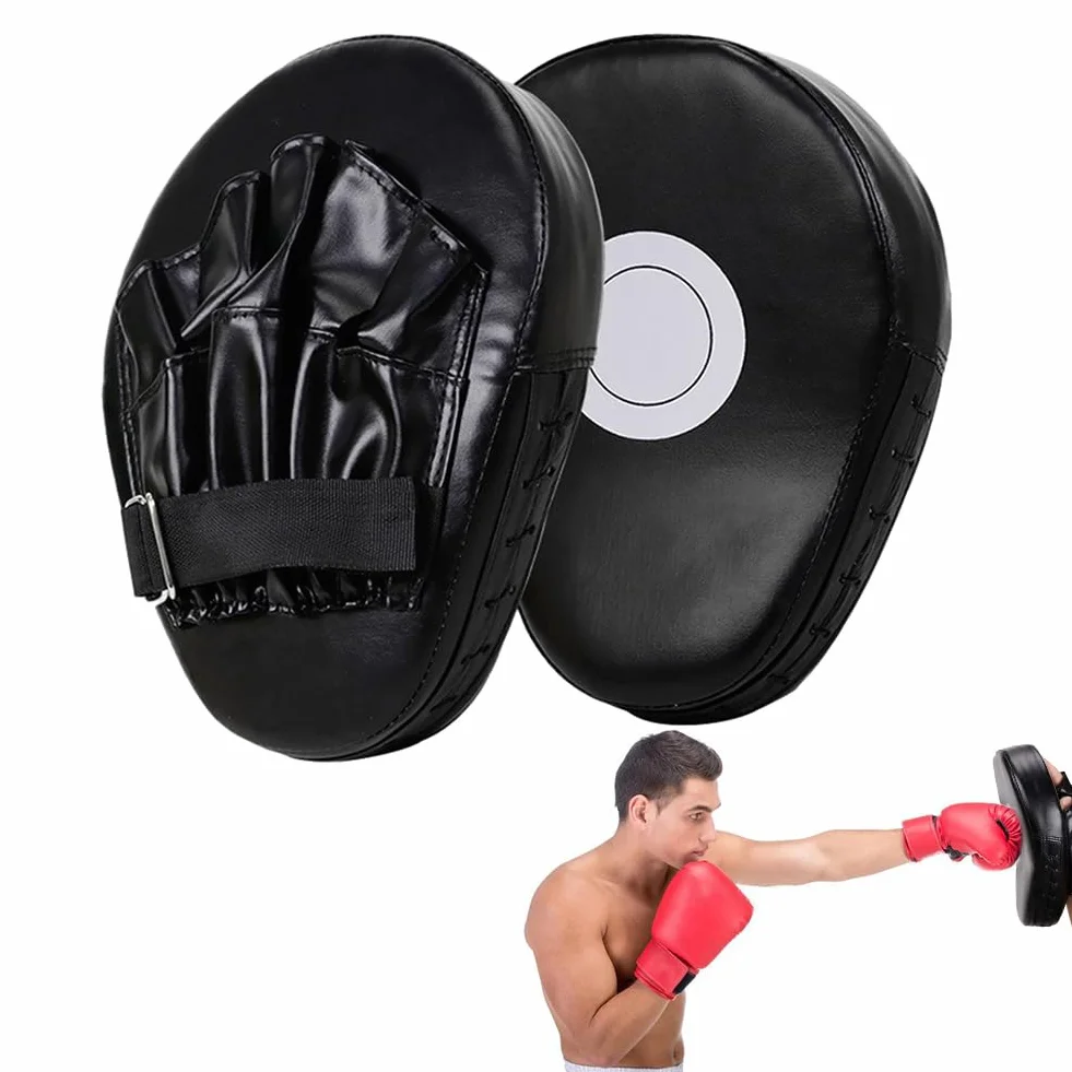 Objetivo de Mano de Boxeo Curvo Cuero de PU Objetivo de Mano de 5 Dedos Manoplas de perforación Curvas Transpirables Almohadilla de Enfoque de Boxeo para Entrenamiento de Artes Marci