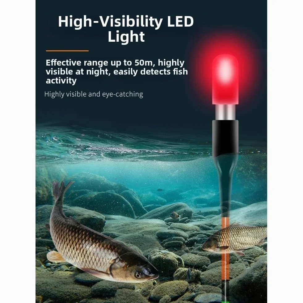 Luz LED flotante de pesca, paquete de 4 unidades para ultra brillante, visibilidad de 50 m, impermeable, brillo nocturno para pescadores (4 unidades de cuatro colores)
