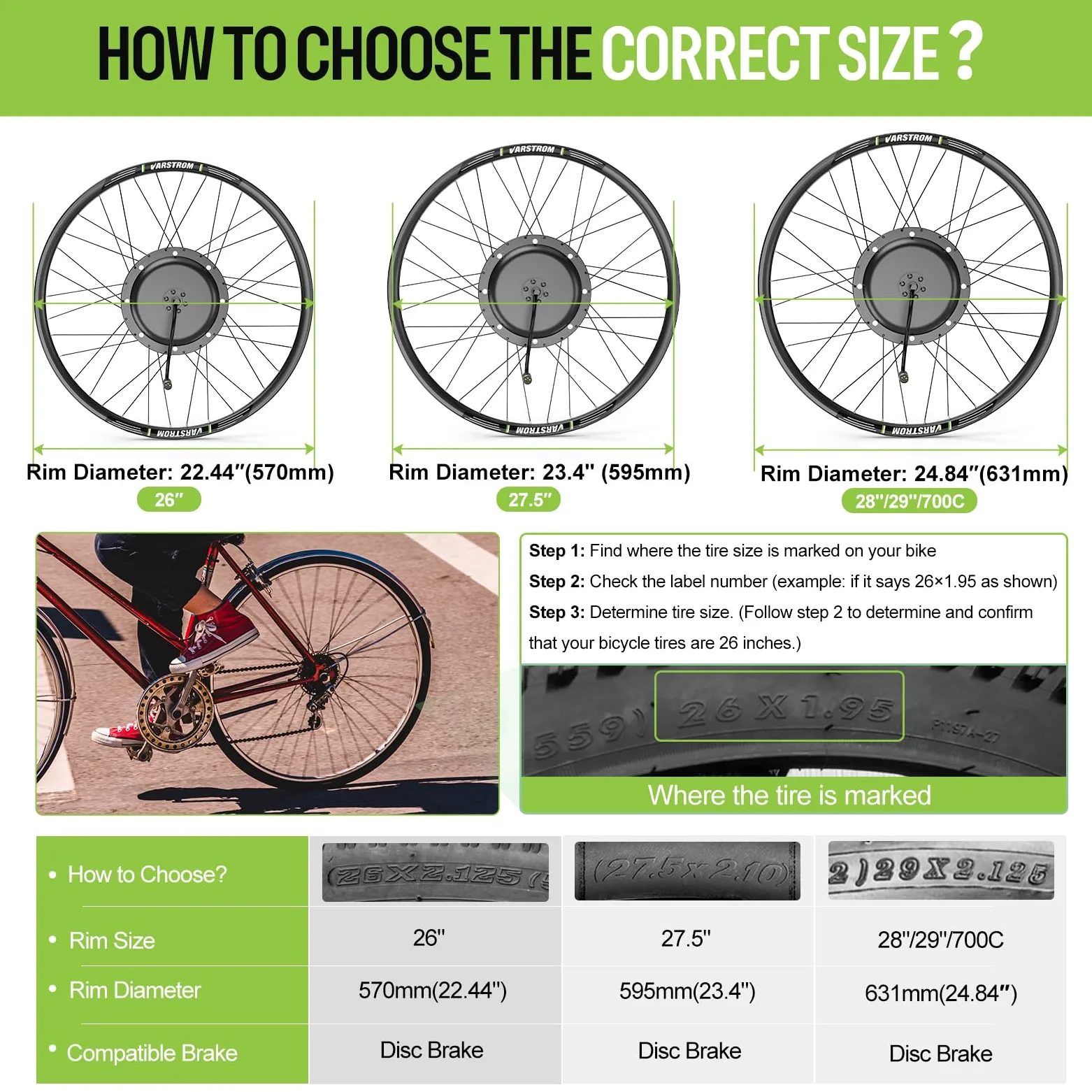 48V-1OOOW Motor Buje Trasero 27,5" 29"Kit Conversión Bicicleta Eléctrica | Varstrom JYLT Kit Ebike 26 27,5 28 29 Pulgadas 700C Motor Buje Trasero con Controlador & Pantalla. Cassette Freno Disco MTB