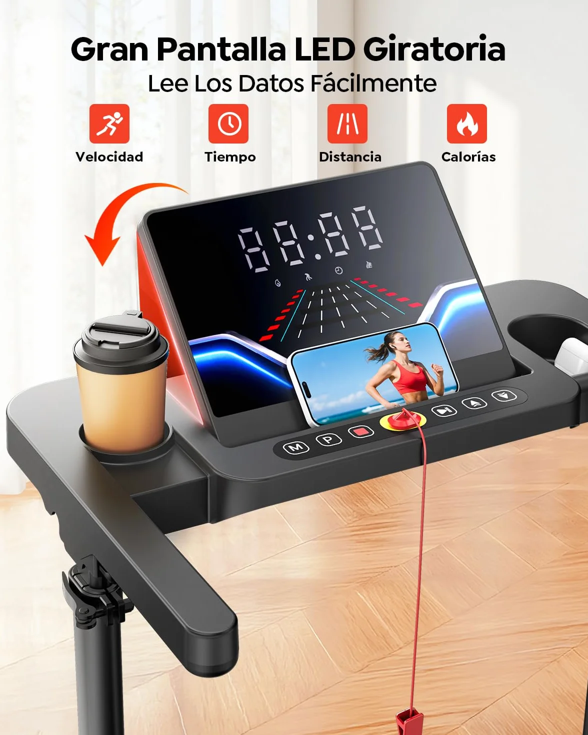 6 EN 1 Cinta de Correr Plegable, 0%-5%-10% Inclinación, 12 KM/H, Toputure Cinta Andar con Manillar Ajustable para Hogar y Oficina, Walking Pad con App, Control Remoto, 95°-105° Pantalla LED Ajustable