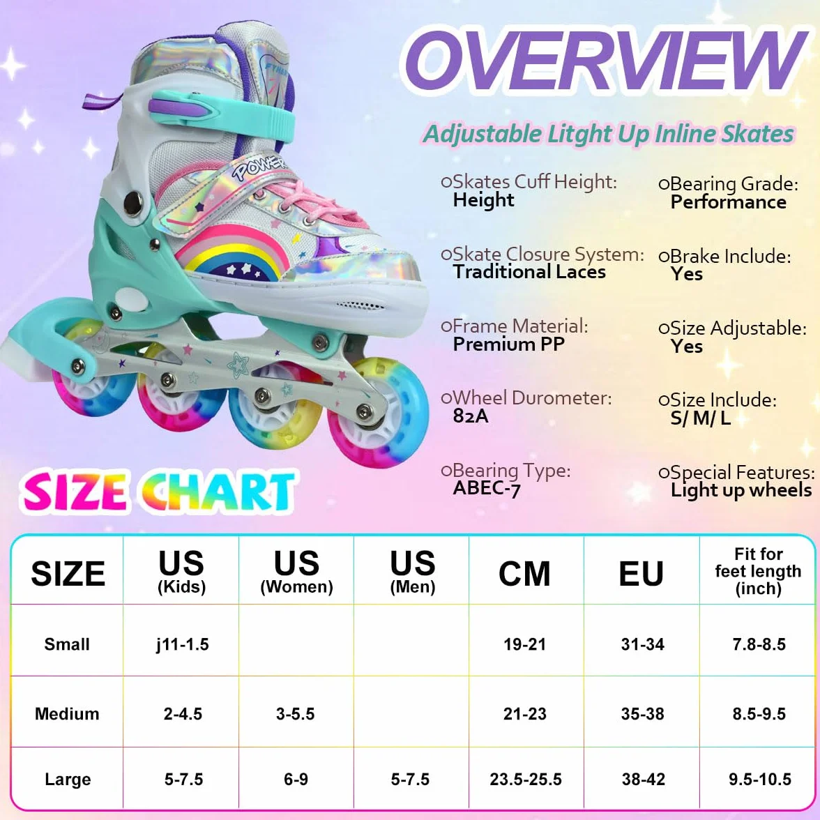 Patines en Línea Ajustables para Niños con Ruedas Iluminadas, Uso Interior y Exterior