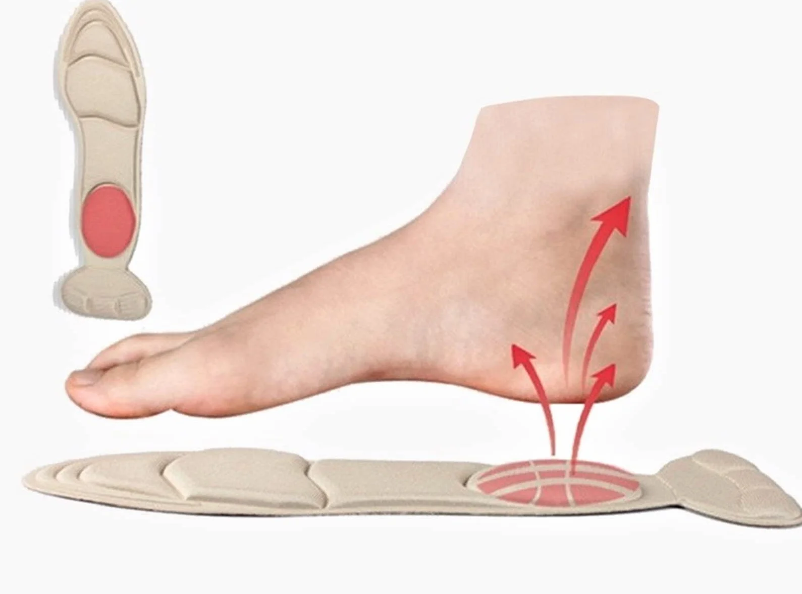 Plantillas Invisibles Viscoelásticas para Tacones Mujer con Protector de Talón Autoadhesivas Antirozaduras Beige