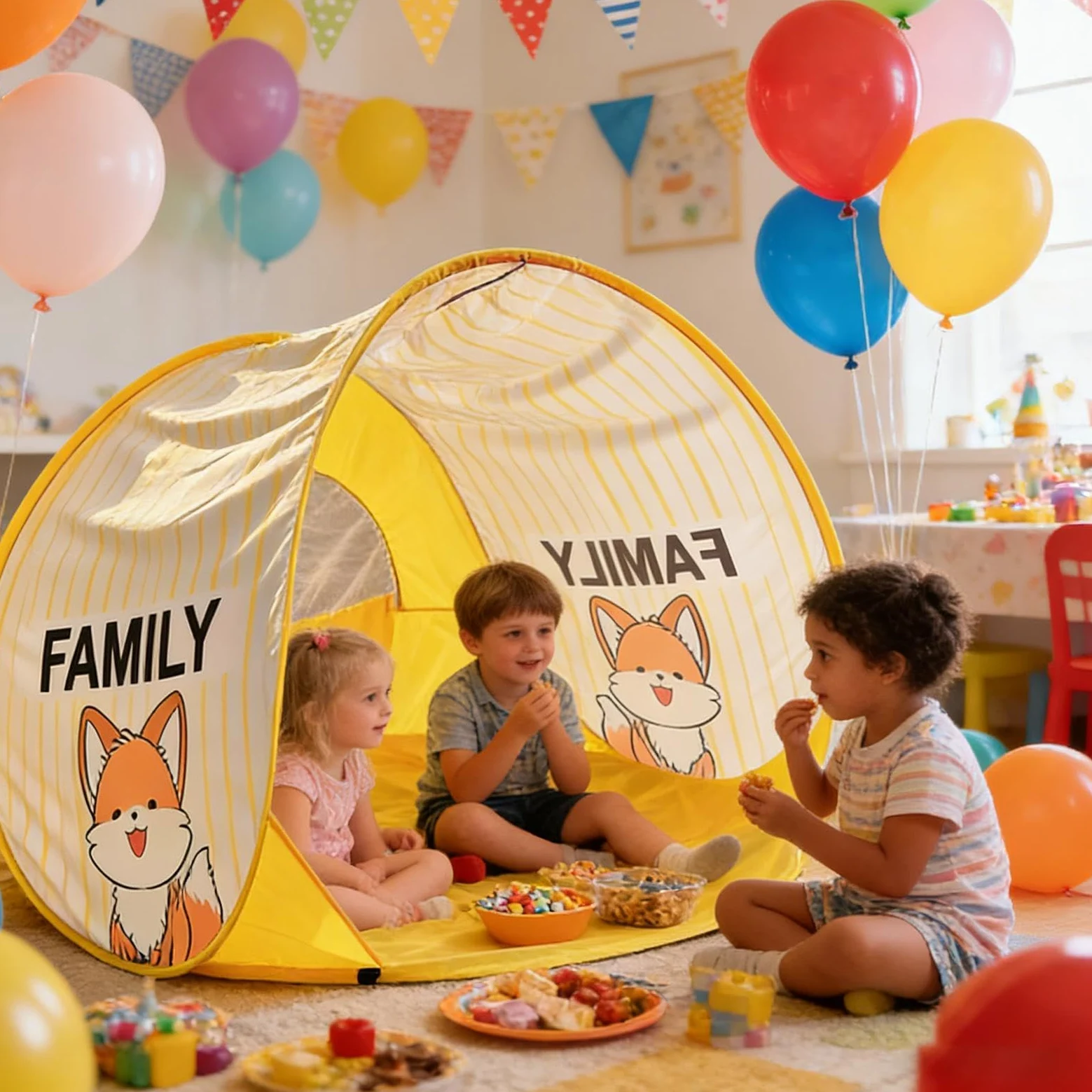 para Campamento Familiar Cortina Impermeable con Ventana de Diseño Animado | Tienda exterior para jardín Perfecta para Jardín, Excursiones, Piscina, Playa, Terraza, Exterior, Verano y
