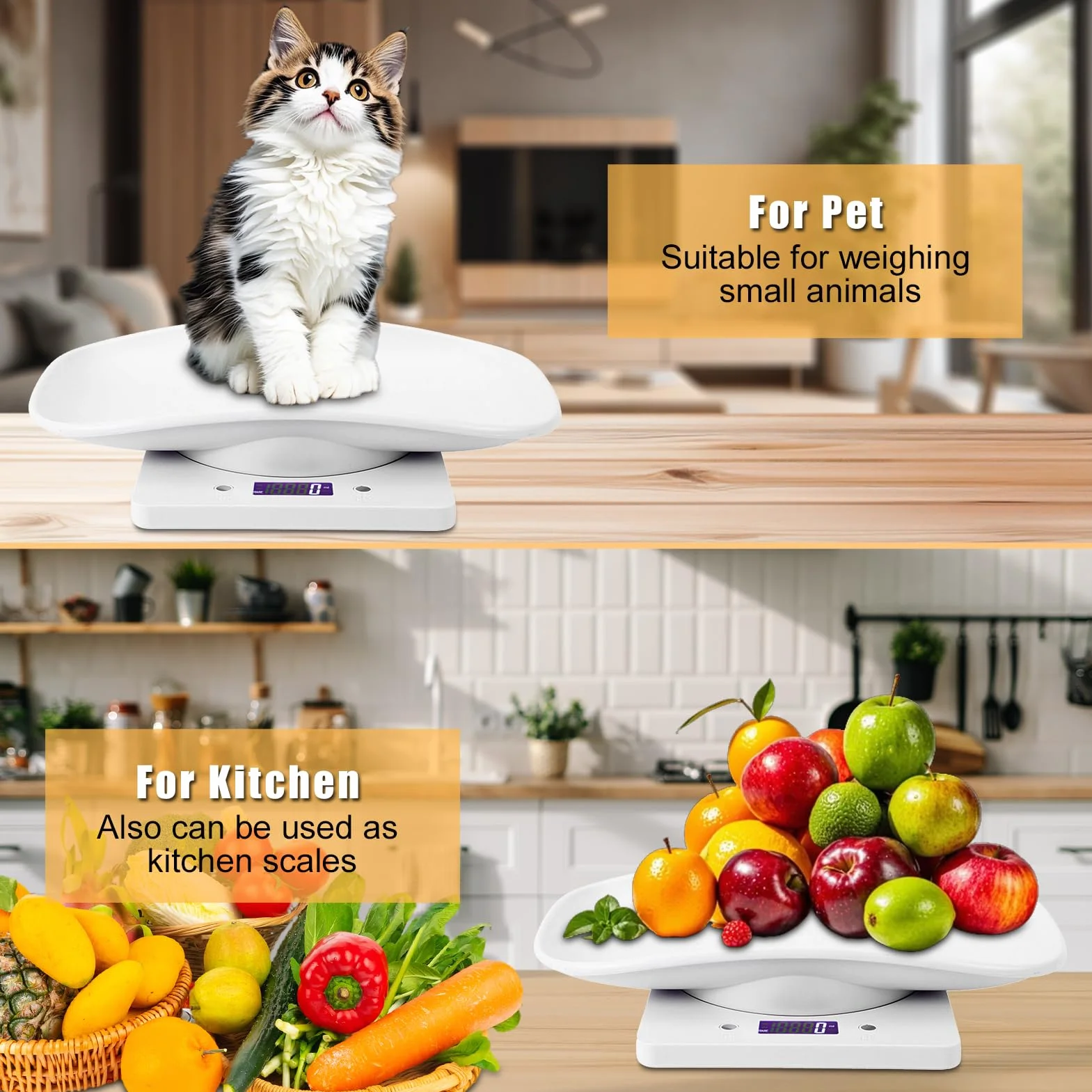 Báscula Digital Portátil para Mascotas y Bebés, 10 kg/1 g