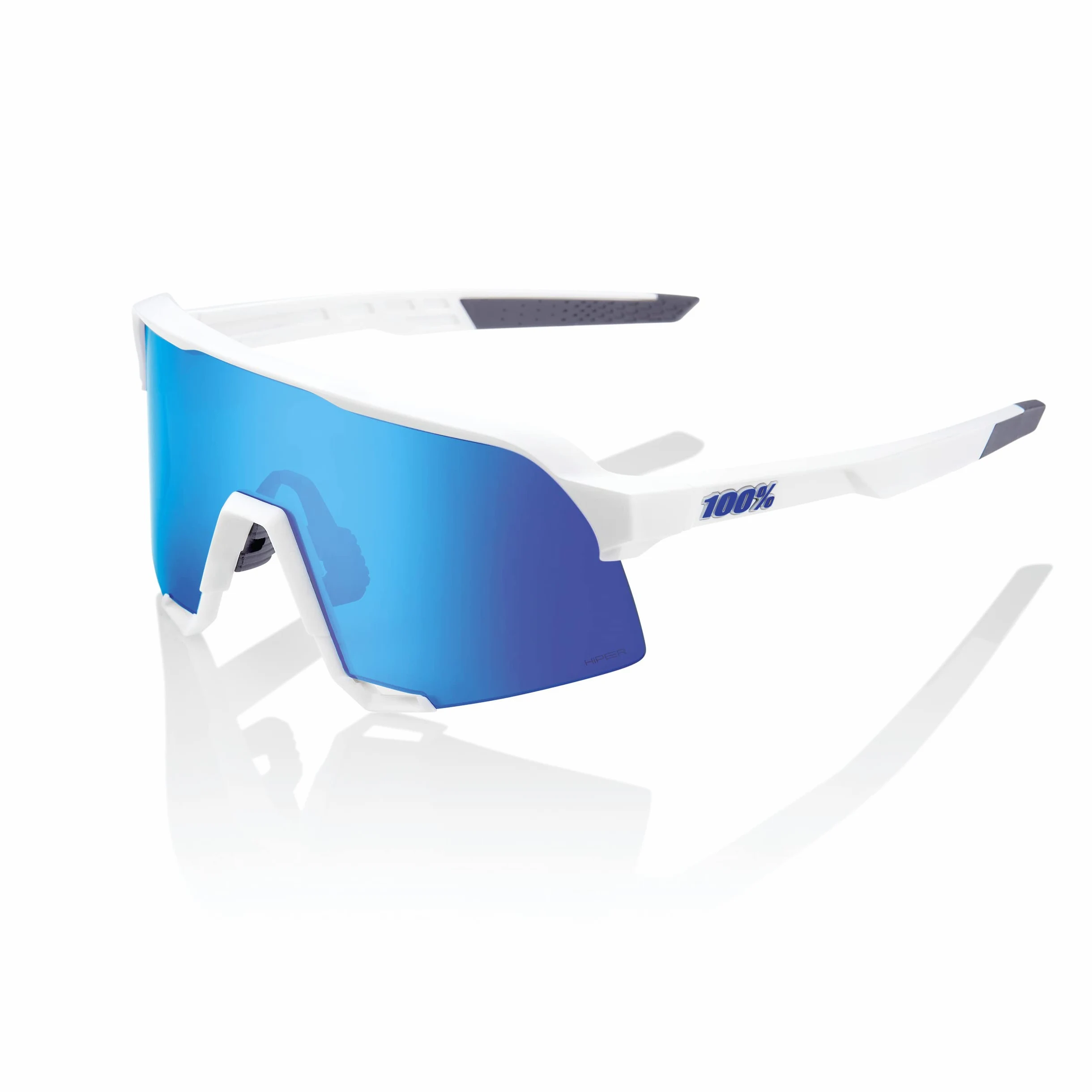 100% S3 - Matte White - Hiper Blue Multilayer Mirror Lens S3 - Matte White - HiPER Blue Multilayer Mirror Lens Unisex adulto (Pack de 1)