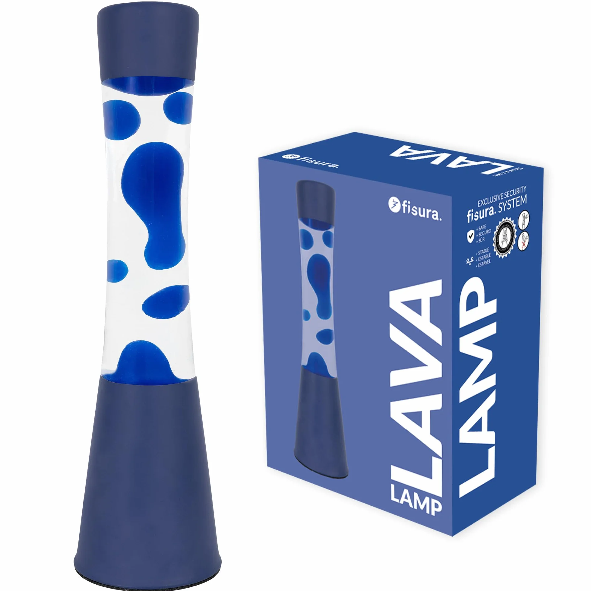 Lámpara de lava azul 11x11x39,5 cm con bombilla de repuesto