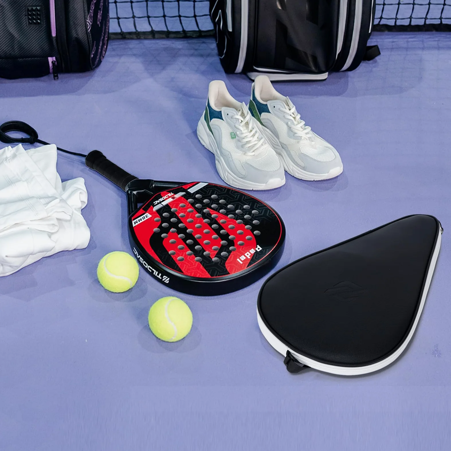TILDOSAC Pala de pádel para adultos de fibra de carbono y vidrio con núcleo de espuma EVA flexible, raquetas de remo en forma de lágrima para principiantes, jugadores avanzados intermedios, funda de