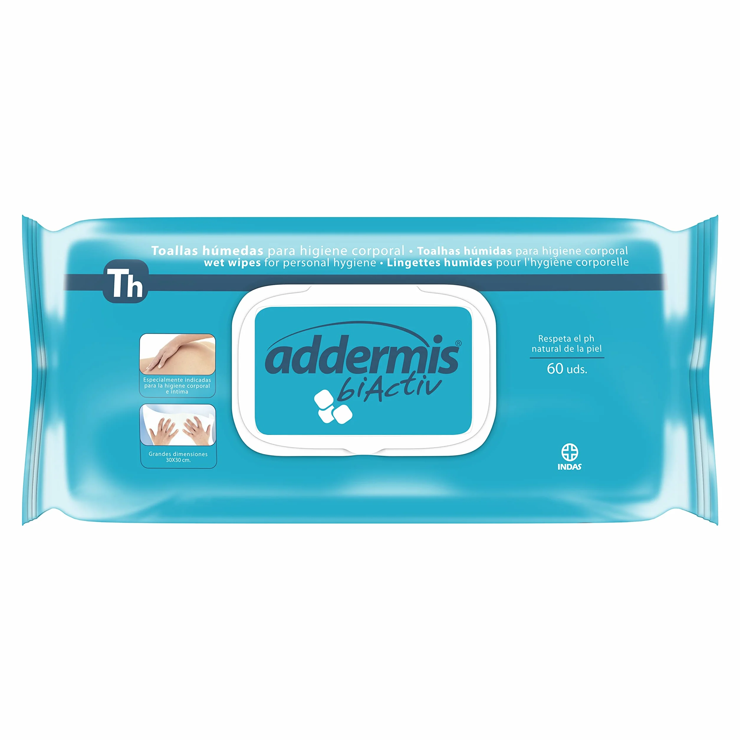 ADDERMIS Biactiv Toallas húmedas, 60 unidades