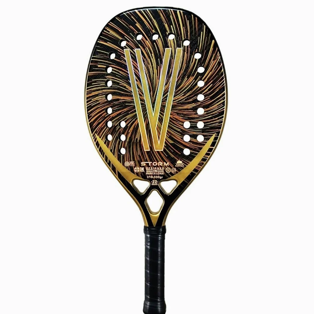 VIRUS Storm Raqueta Beach Tennis Profesional – Carbono 3K, Black EVA Soft, Balance Medio, Potencia y Precisión, Incluye Funda