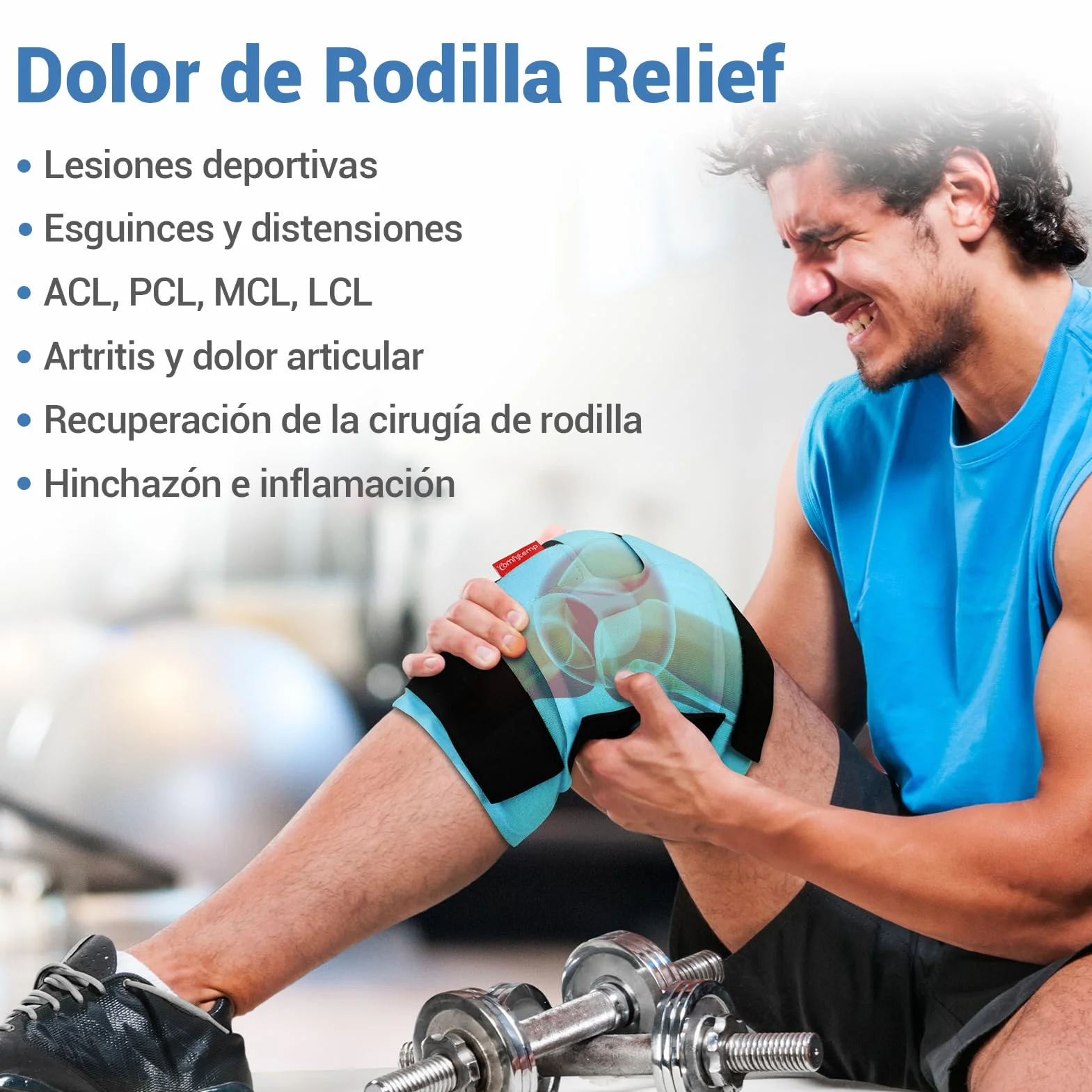 Comfytemp Bolsa de Hielo para Aliviar el Dolor de Rodilla, Bolsa Gel Frio Reutilizables, Terapia de Frío o Calor