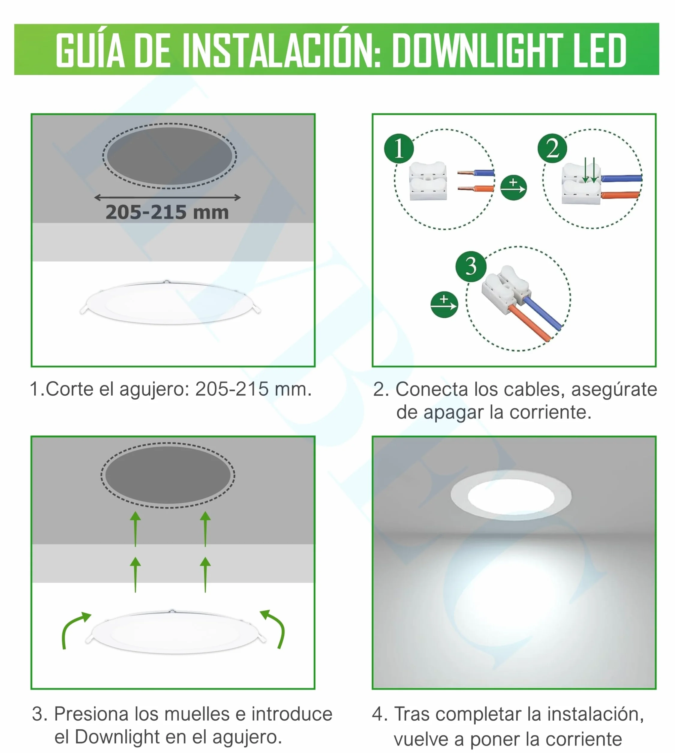 Downlight LED Empotrable 220mm 20W 6500K Pack 2 Focos Interior Techo