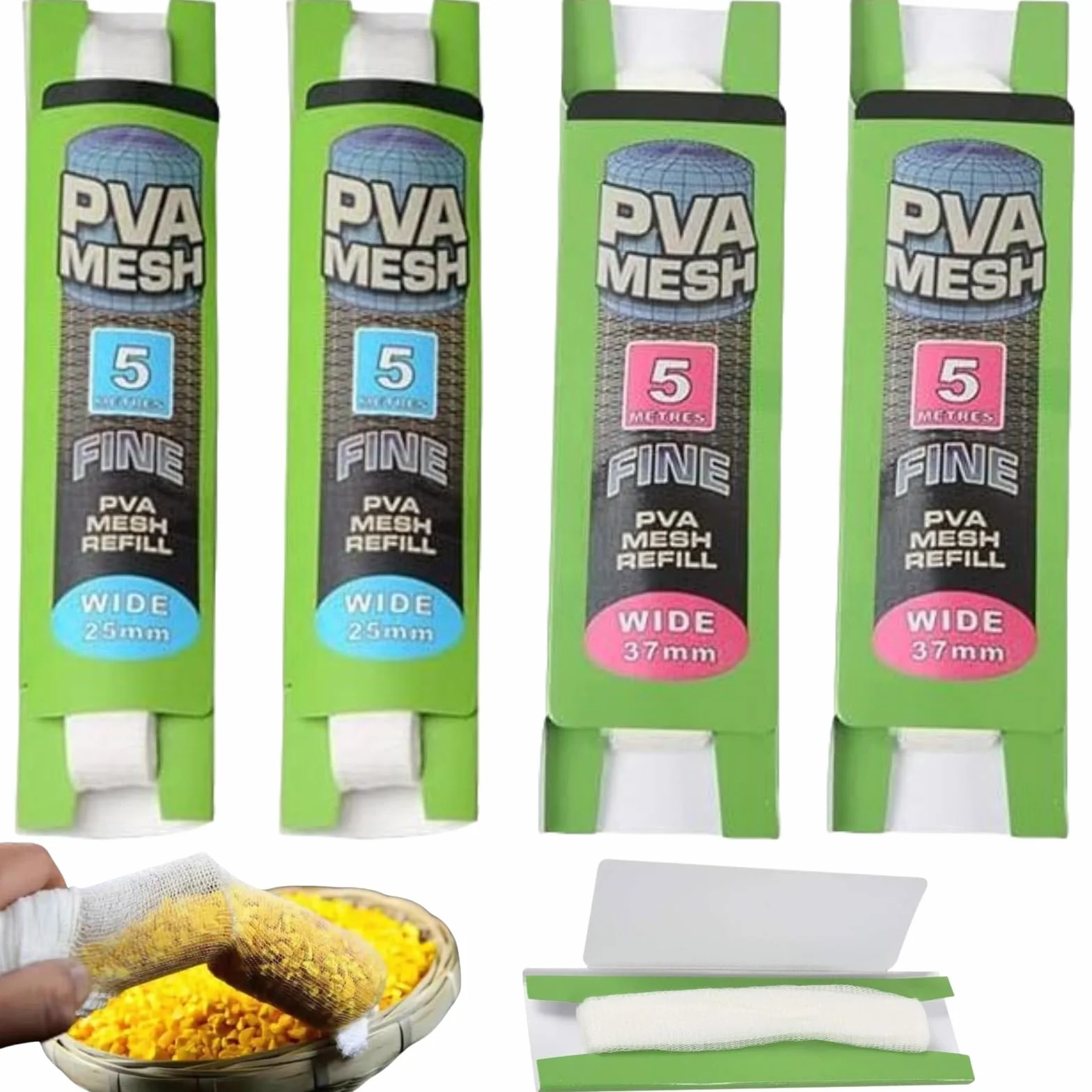 Bolsas de Envoltura de Cebo,4pcs ed de Pesca de PVA,Bolsa de PVA,Malla de PVA de Fusión Rápida,Pesca Mesh Bolsas de Cebo de Malla PVA Carga Agua Rapide Carpa Carga Soluble