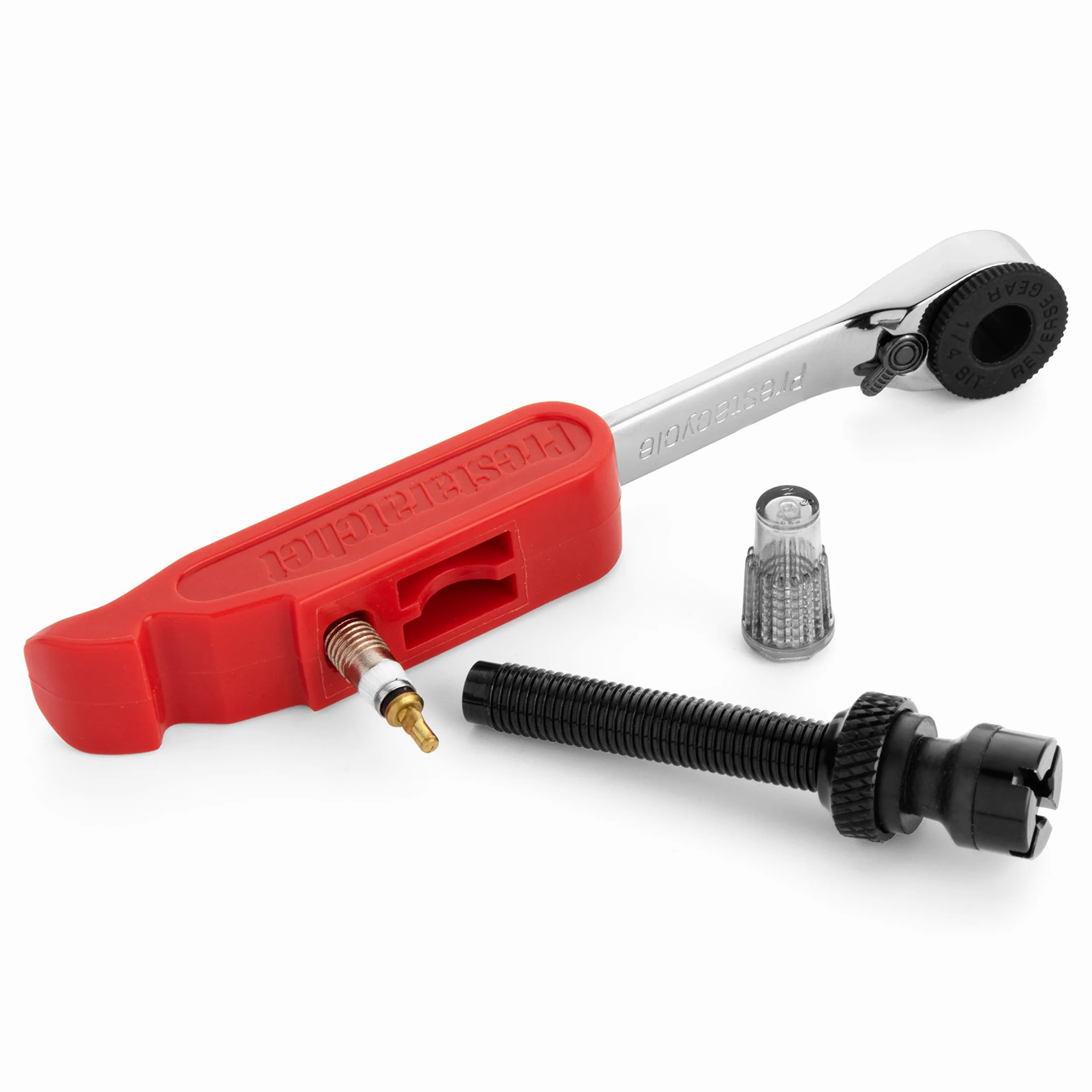 Prestacycle PrestaRatchet GO Wallet - Multiherramienta 6 en 1, juego de mini destornilladores de trinquete de 12 piezas, llave de trinquete hexagonal de 1/4 con palanca de neumáticos, kit de