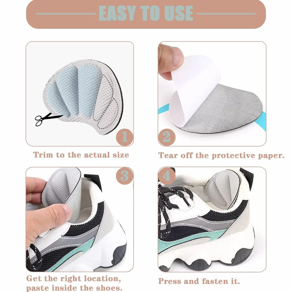 Almohadillas taloneras para zapatos, reducir talla zapato, antirozaduras, protector talón
