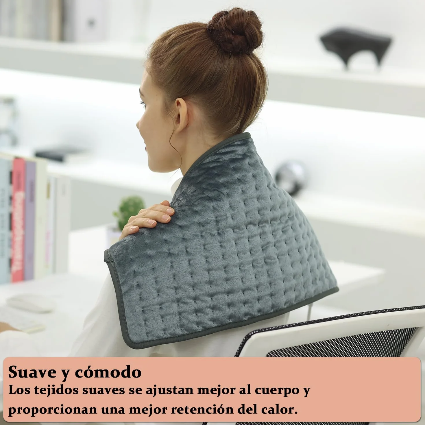 Manta Eléctrica Lumbar 30x60 cm Apagado Automático Franela Suave Gris Oscuro
