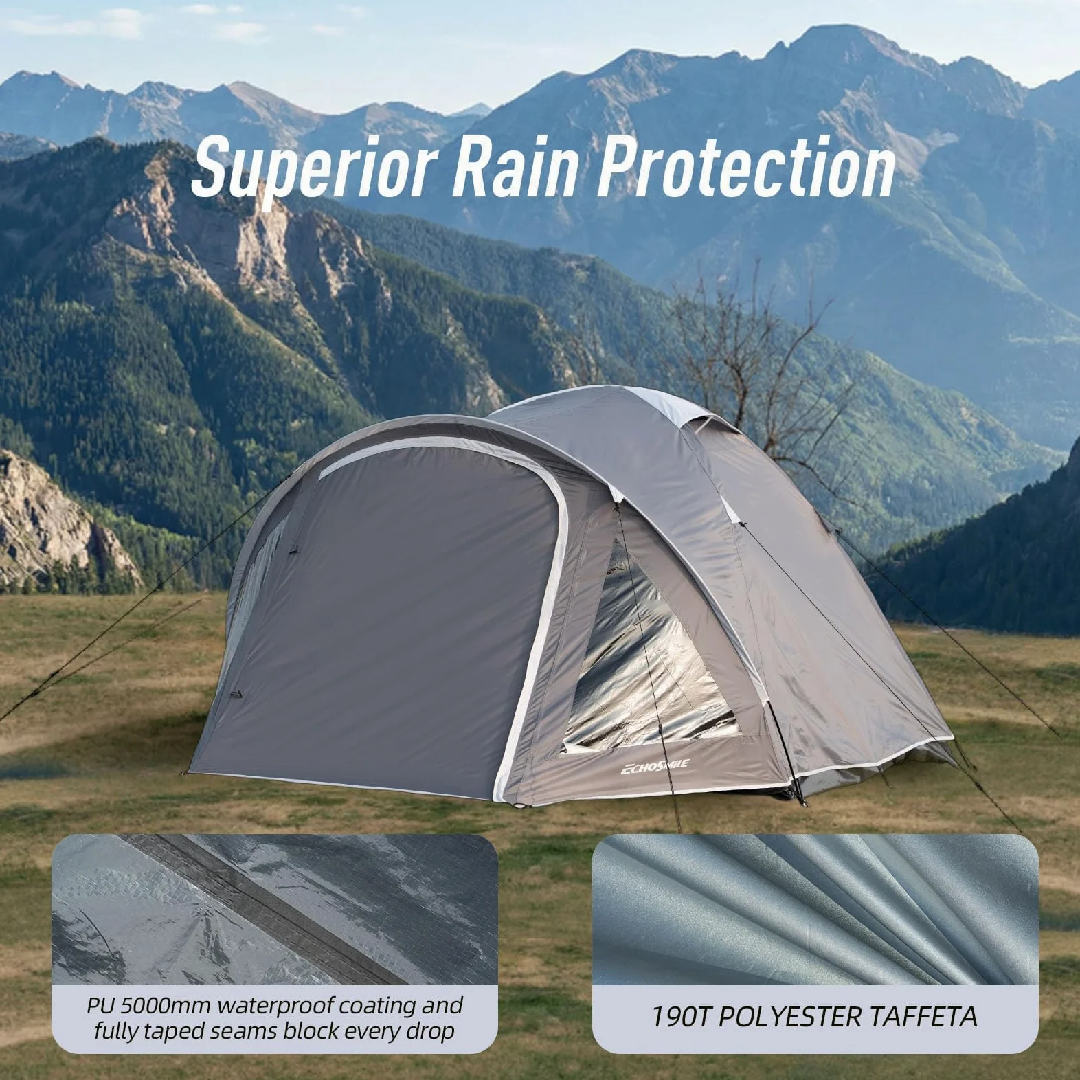 EchoSmile Tienda de campaña para 2-3 personas, tienda de campaña impermeable con vestíbulo, ultraligera, fácil de instalar para acampar al aire libre, 3 estaciones