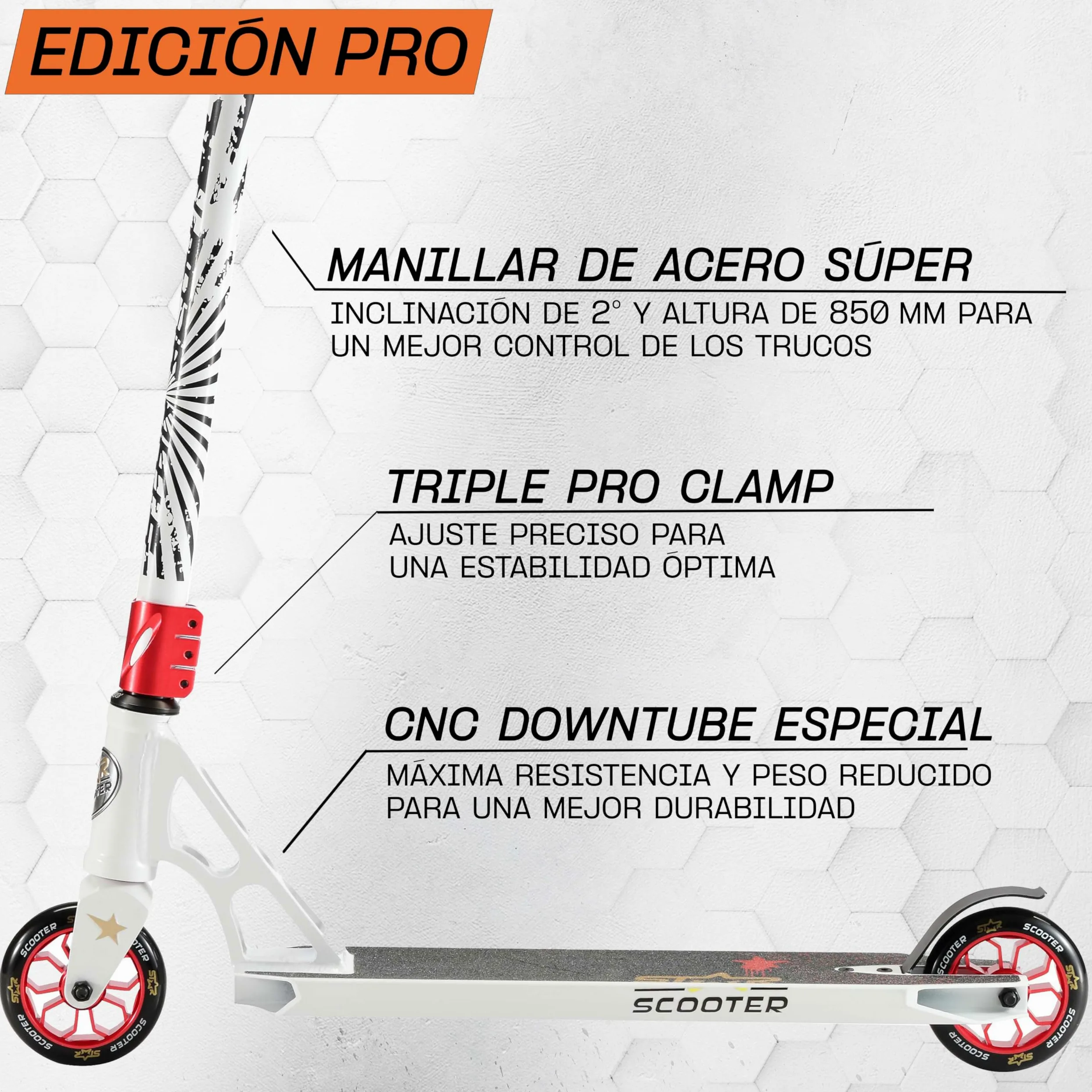 STAR SCOOTER Patinete de Acrobacias Profesional Patineta Freestyle Stunt Scooter para niños y niñas a Partir de 8 años | 110 mm Edición Pro HIC