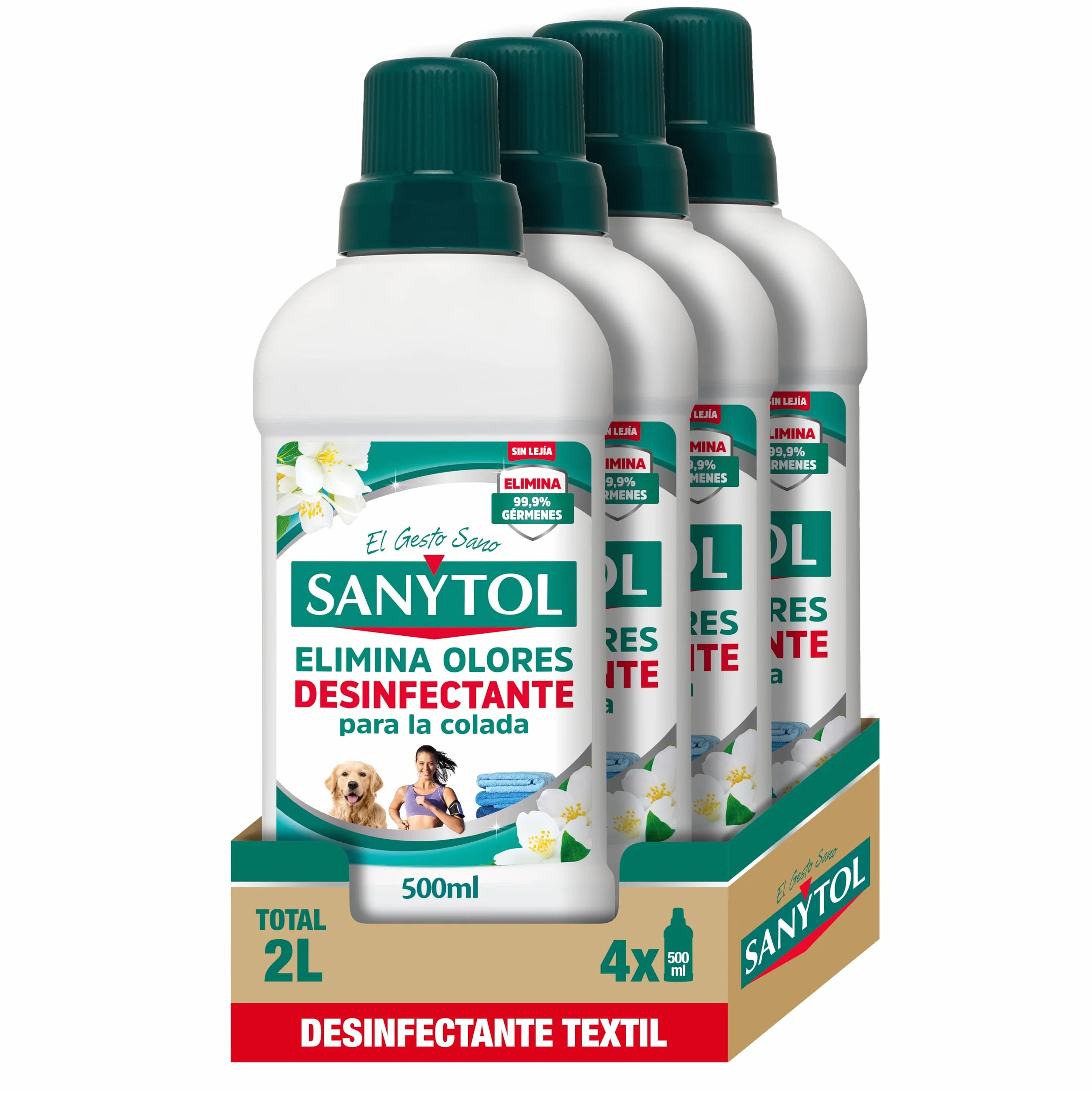 Sanytol Desinfectante para la Colada 4 x 500 ml Elimina 99,9% de Gérmenes