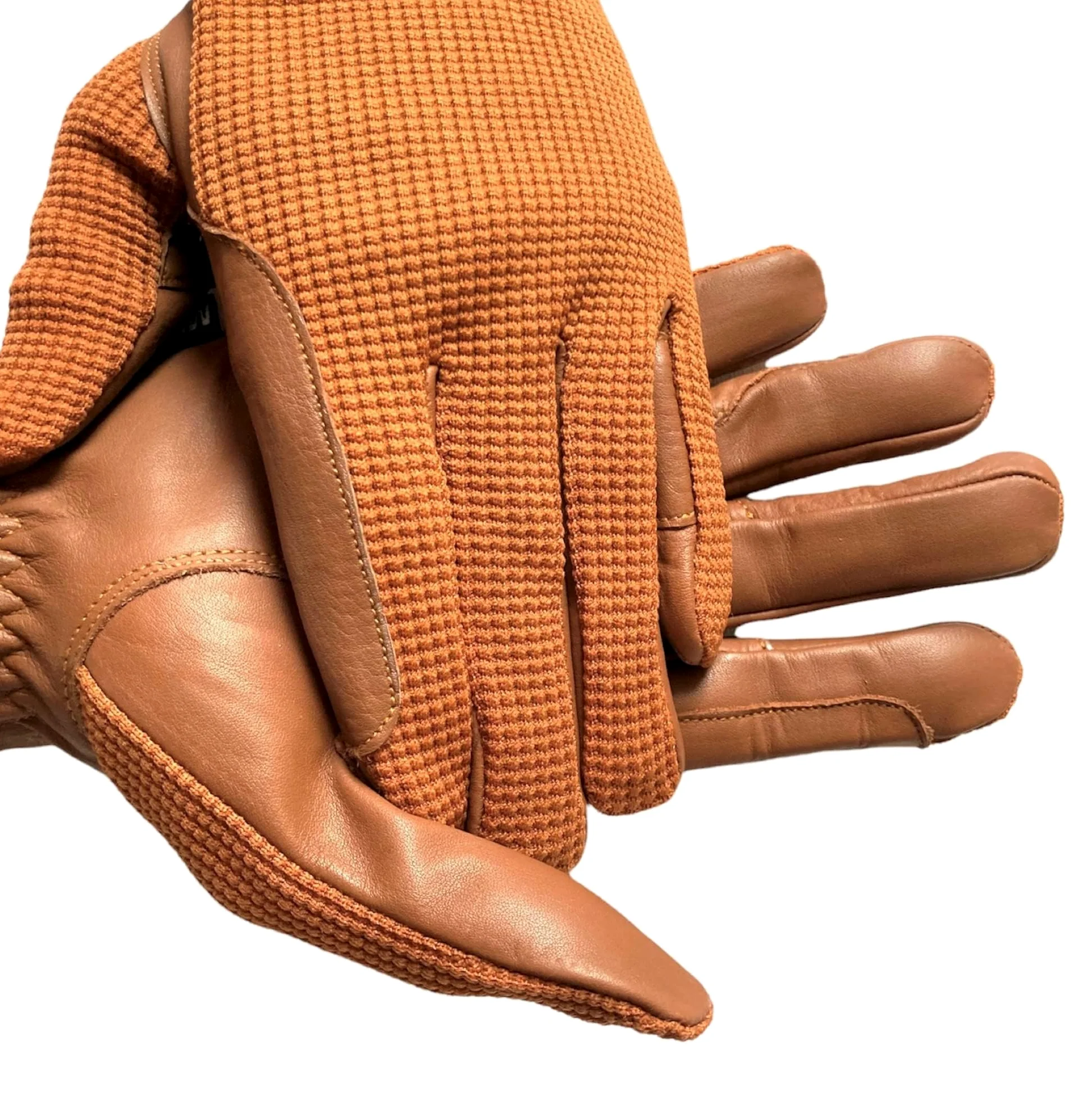 Guantes de equitación para mujer de cuero ecuestre y algodón de calidad premium en color marrón oscuro (mediano)