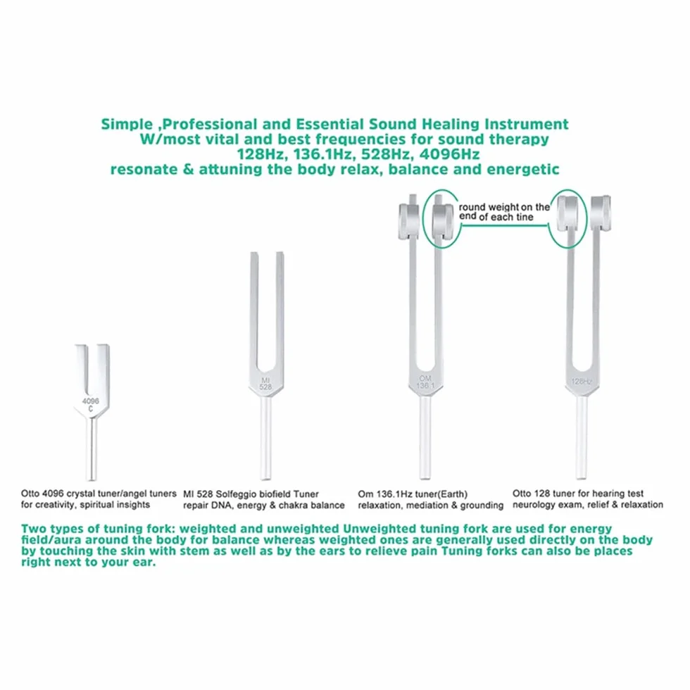 Diapason 528 Hz Juego de 4 diapasones 128 Hz 136,1 Hz MI 528 Hz 4096 Hz para terapia de sonido