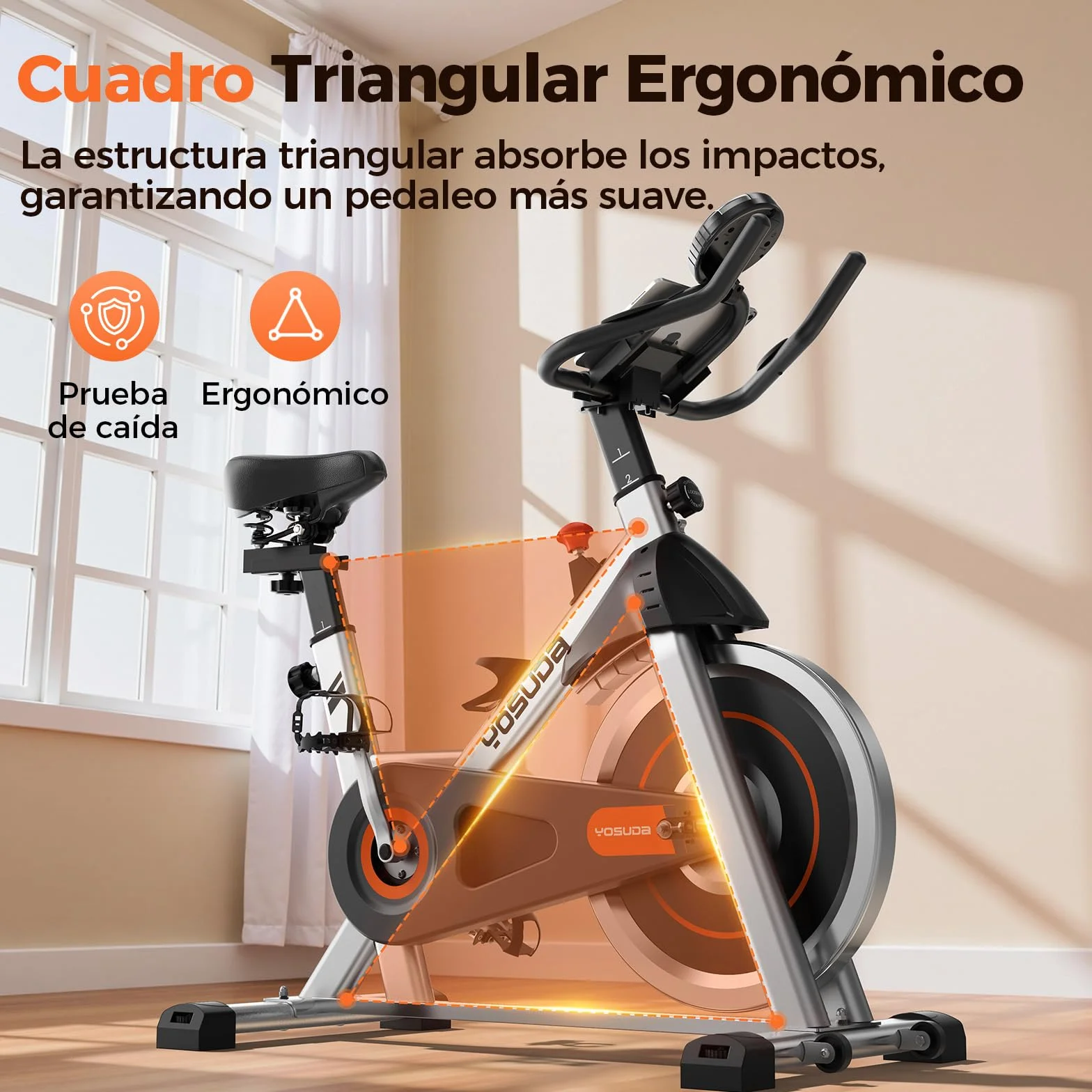 YOSUDA Bicicleta Estática con Resistencia Magnética Silenciosa, Bicicleta de Spinning con Monitor de LCD y Pulsómetro, Soporte para Tablet, App Exclusiva, Carga Máxima 136 kg