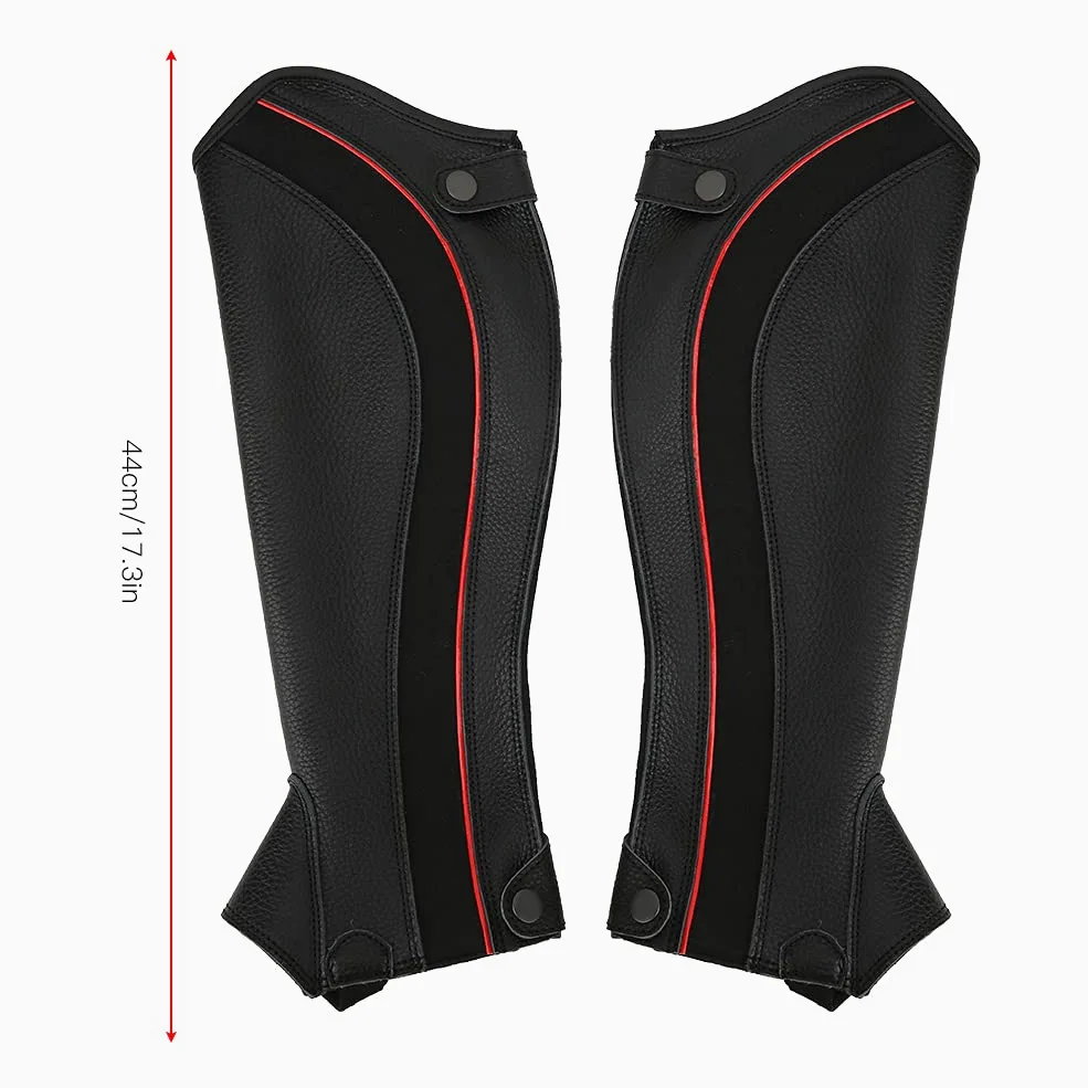 2 Unidades de Polainas ecuestres Profesionales, Mallas de Cuero para Montar a Caballo, Protectores de pantorrillas de Cuero Negro duraderos con Acabado de Primera Calidad para