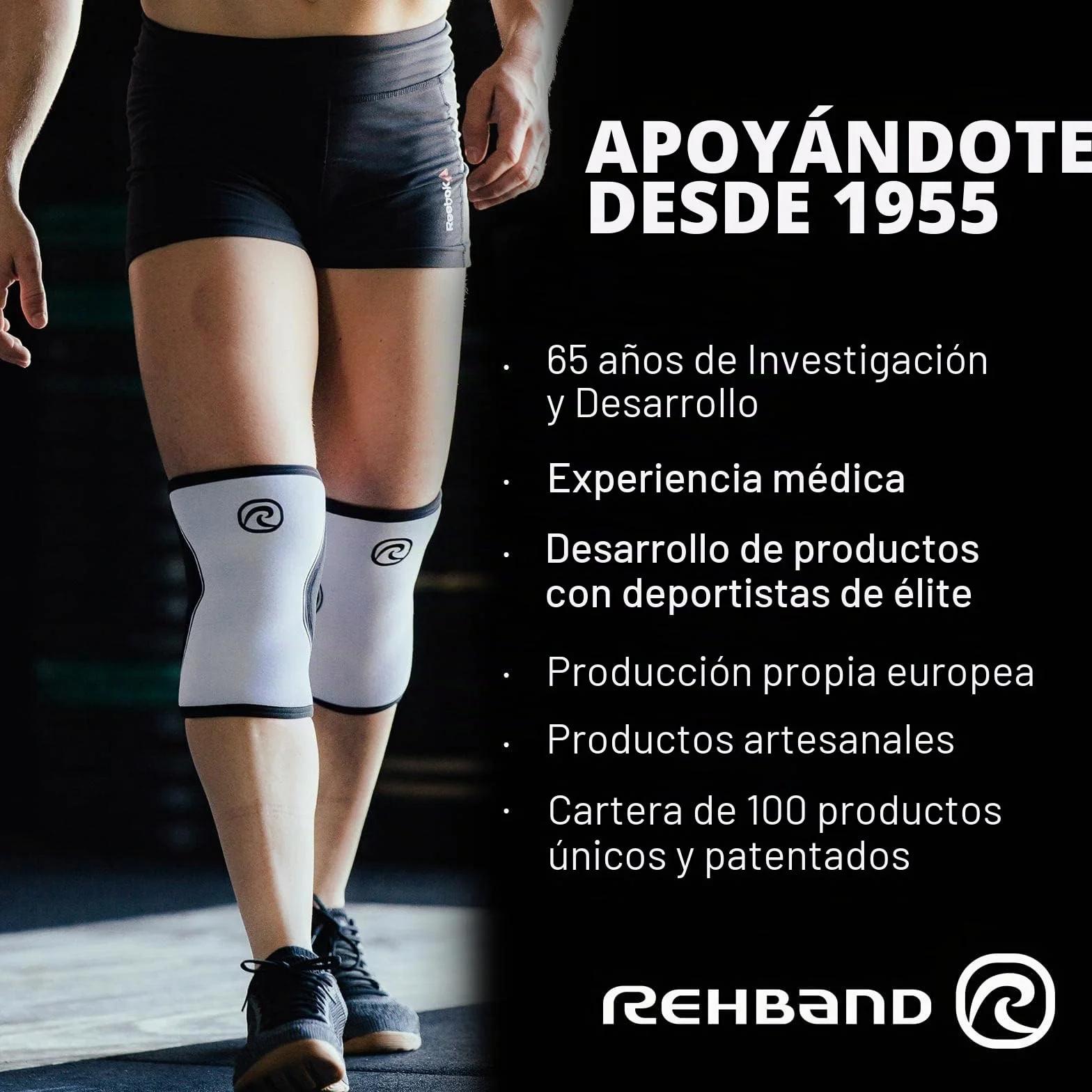 Rehband Rodilleras deportivas de neopreno para voleibol, balonmano y deportes de sala, ajuste ceñido y cómodo, protección de rodilla unisex, negro, 1 par, talla M