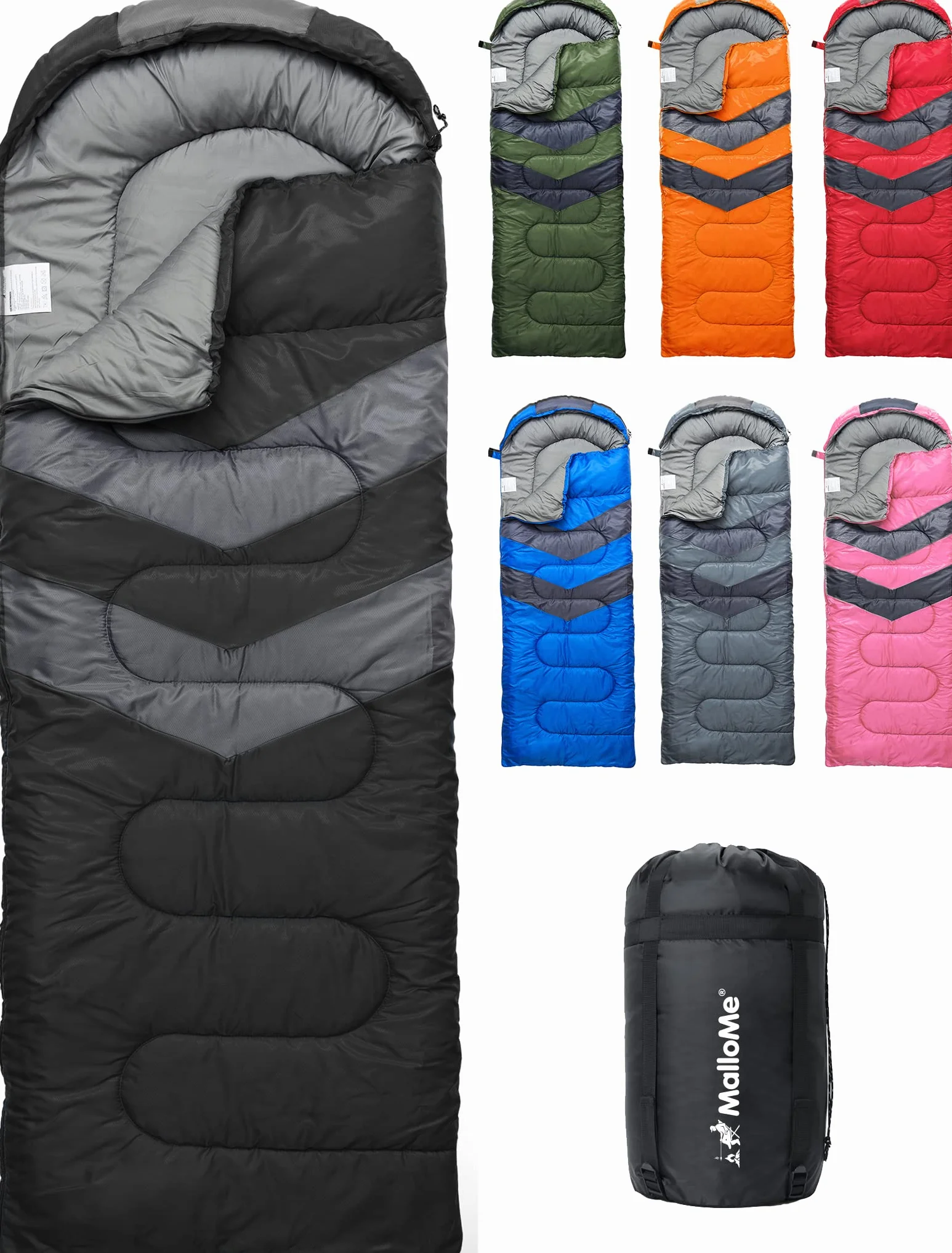 MalloMe – Saco de Dormir para Adulto, niño, Invierno, Verano, Primavera, otoño, plumón para 1 Persona, Impermeable, Bolsas de Dormir y Senderismo – Bolsa de Dormir Ultraligera, compacta para Dormir