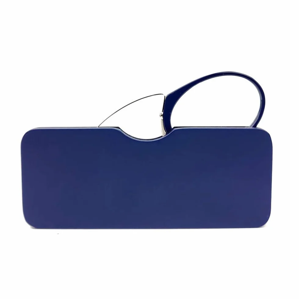 Gafas de lectura unisex antideslizantes compactas clip nariz Azul +2.0
