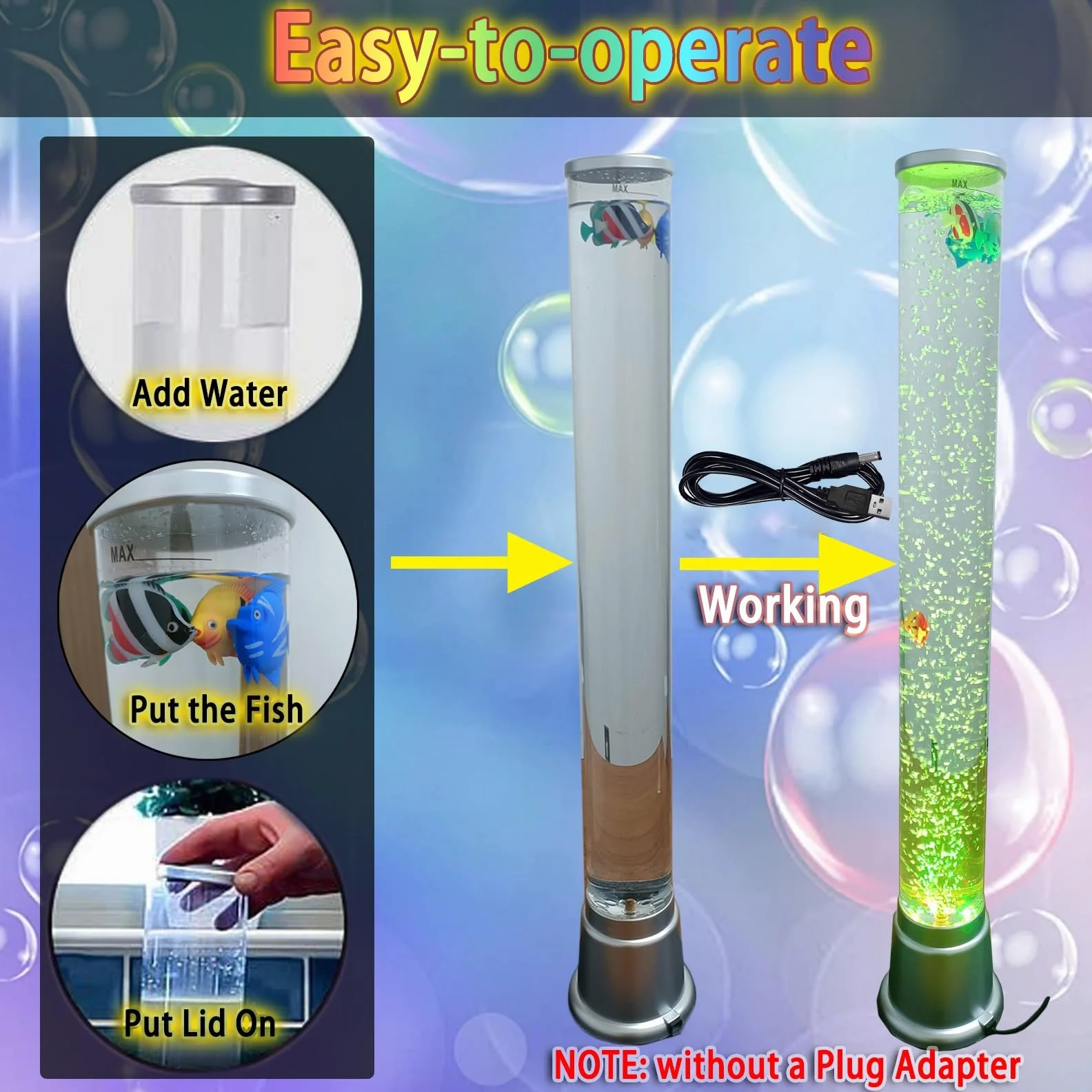 Lámpara de Lava LED con 7 Luces Cambiantes de Color para Acuario, Regalos Sensoriales