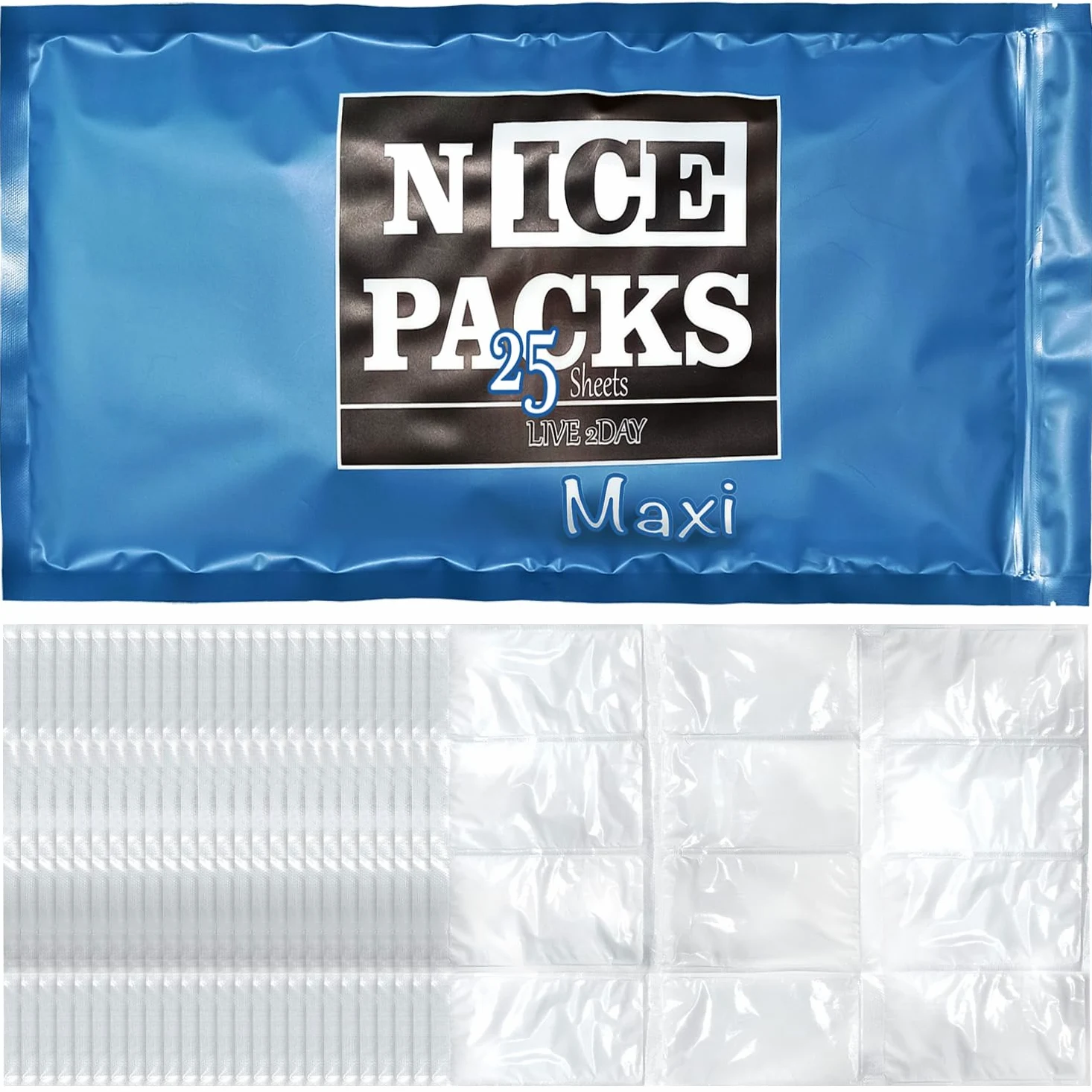 Nice Packs - Hielo seco para enfriadores - Lonchera de hielo - Hielo seco para enviar alimentos congelados - Bolsas de hielo para niños - Bolsas de hielo reutilizables - Larga duración - Flexible