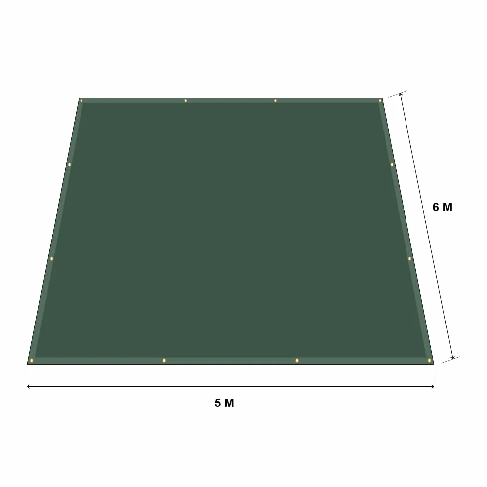 Suelo de Camping 5x6 M - Alfombra Exterior Multiusos Anti UV - Cobertura Piscina Protector con Ojetes - Malla Ocultación Jardín - 130gr/m² - Verde