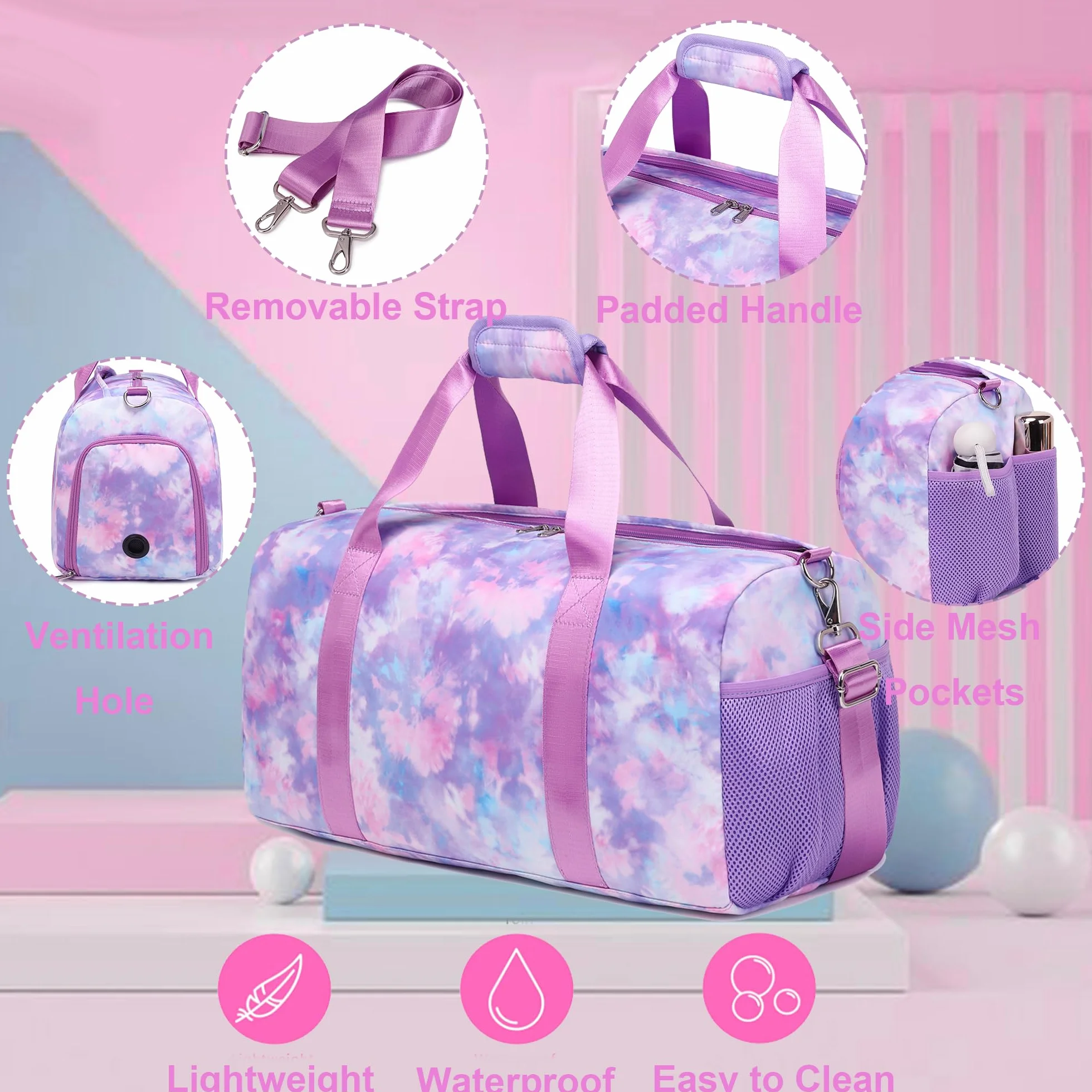 Bolsas de Deporte Infantiles Bolsa Deporte Niña Bolsa Viaje Mujer Bolsas Gimnasio Bolsa Danza con Compartimento