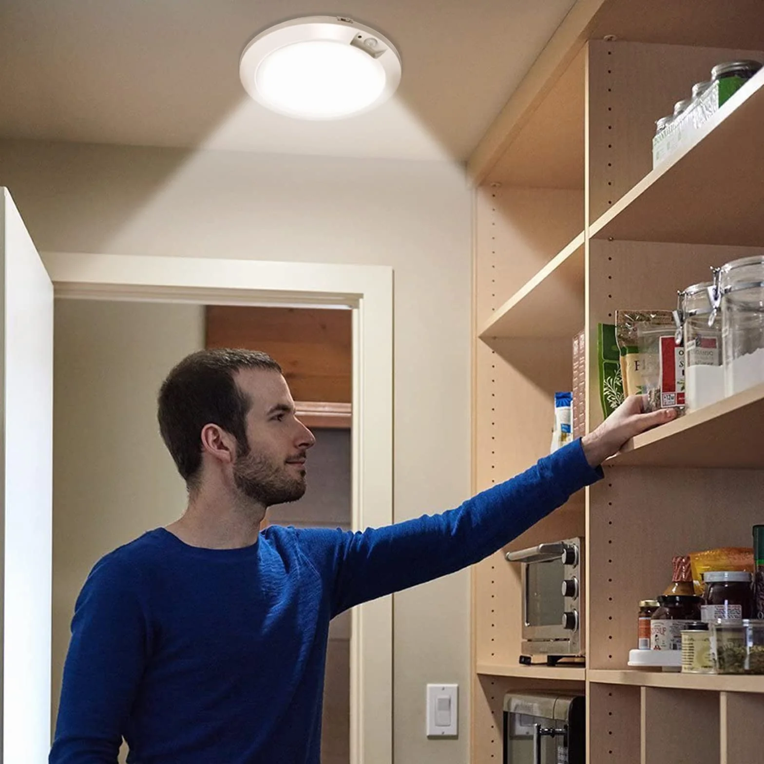 Lampara de Techo a Pilas con Sensor de Movimiento 6000K Plafon LED 210LM Blanco Frio