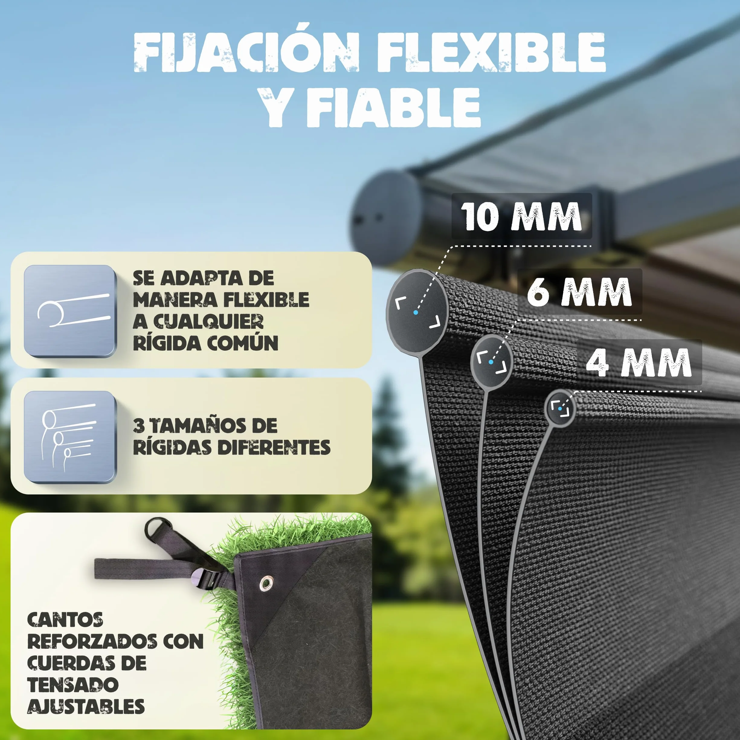LAINFELD Toldo de Refuerzo de 2,4 x 2,0 m, protección Solar para autocaravanas, toldo Apto para Thule Omnistor, Barra de Refuerzo para Accesorios