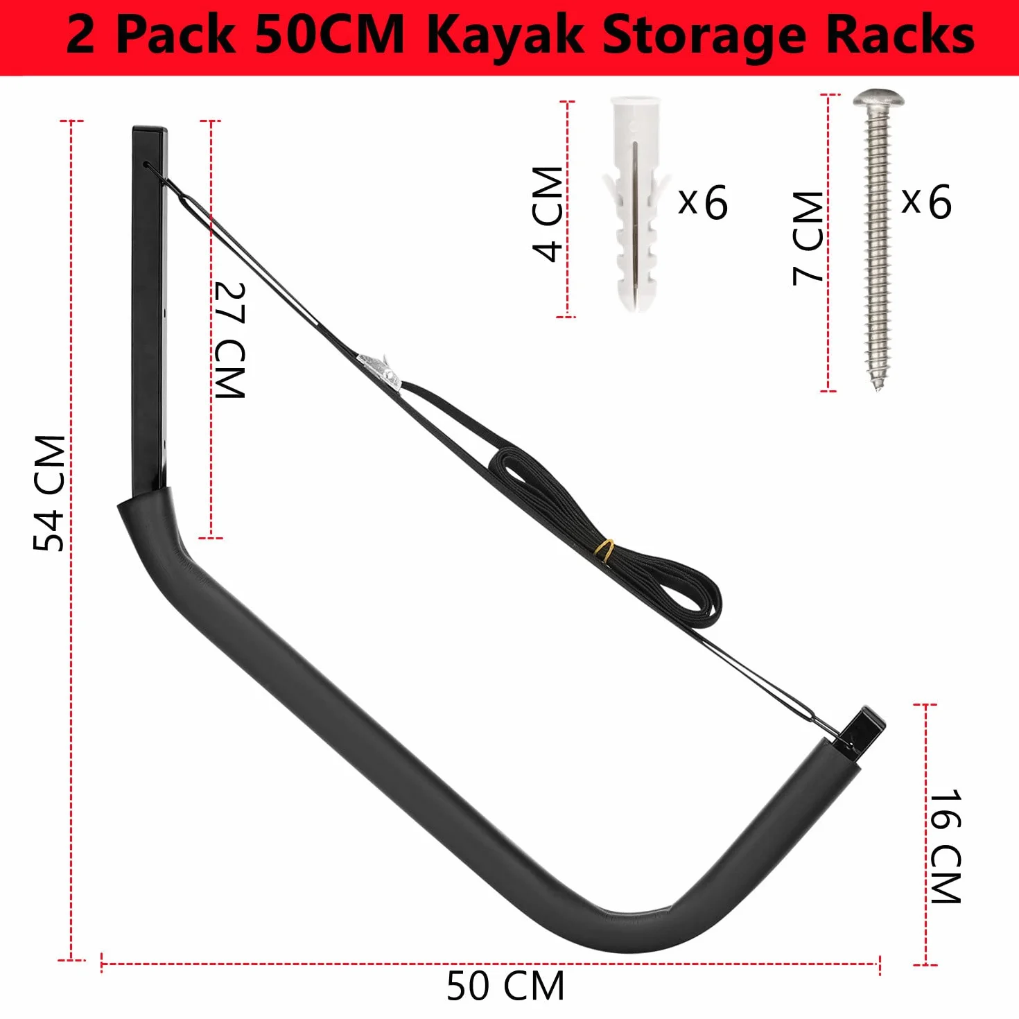 Soportes de almacenamiento para kayak, ganchos para tabla de surf, soporte para tabla de remo, 68 kg, 54x50 cm