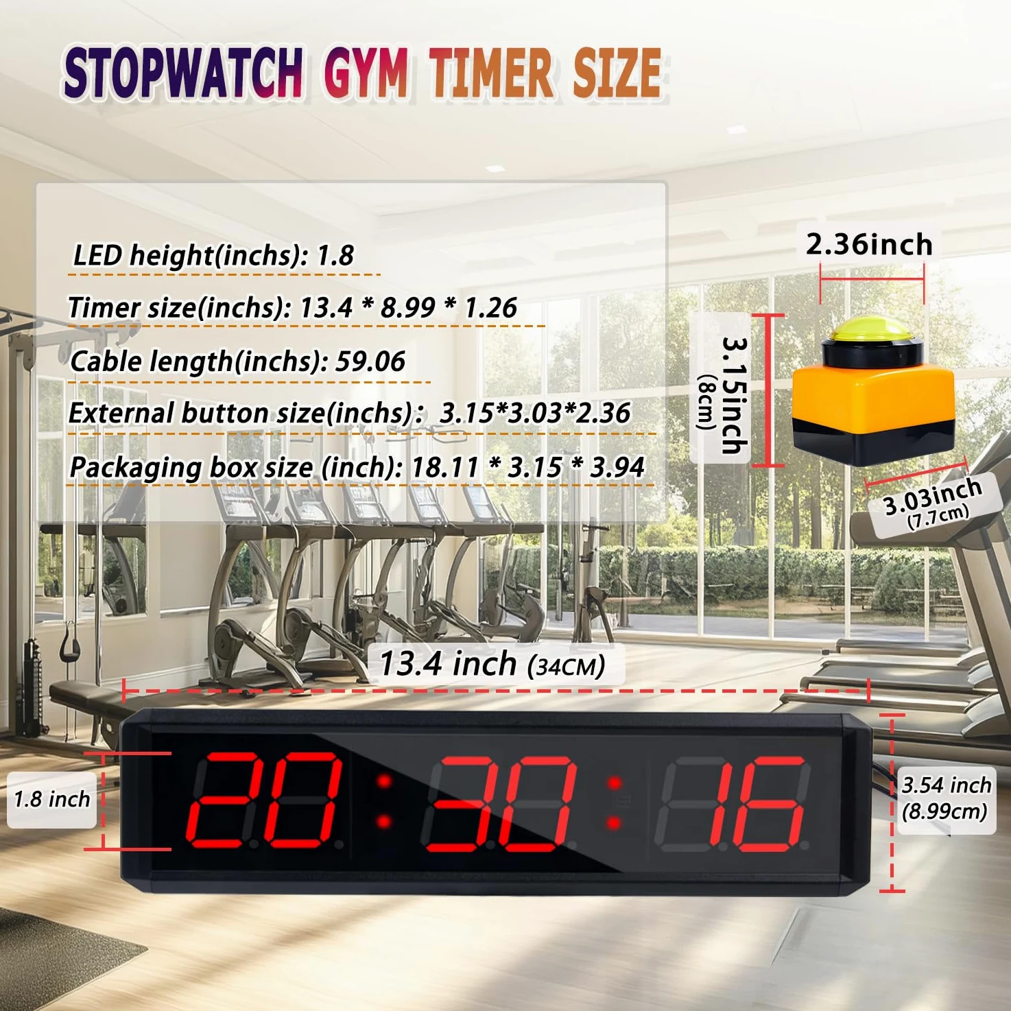 Temporizador de fitness, adecuado para ejercicio de gimnasio, escuela, ejercicio en casa, sala de levantamiento de pesas, gimnasio de boxeo, escalada en roca interior (modo de transmisión
