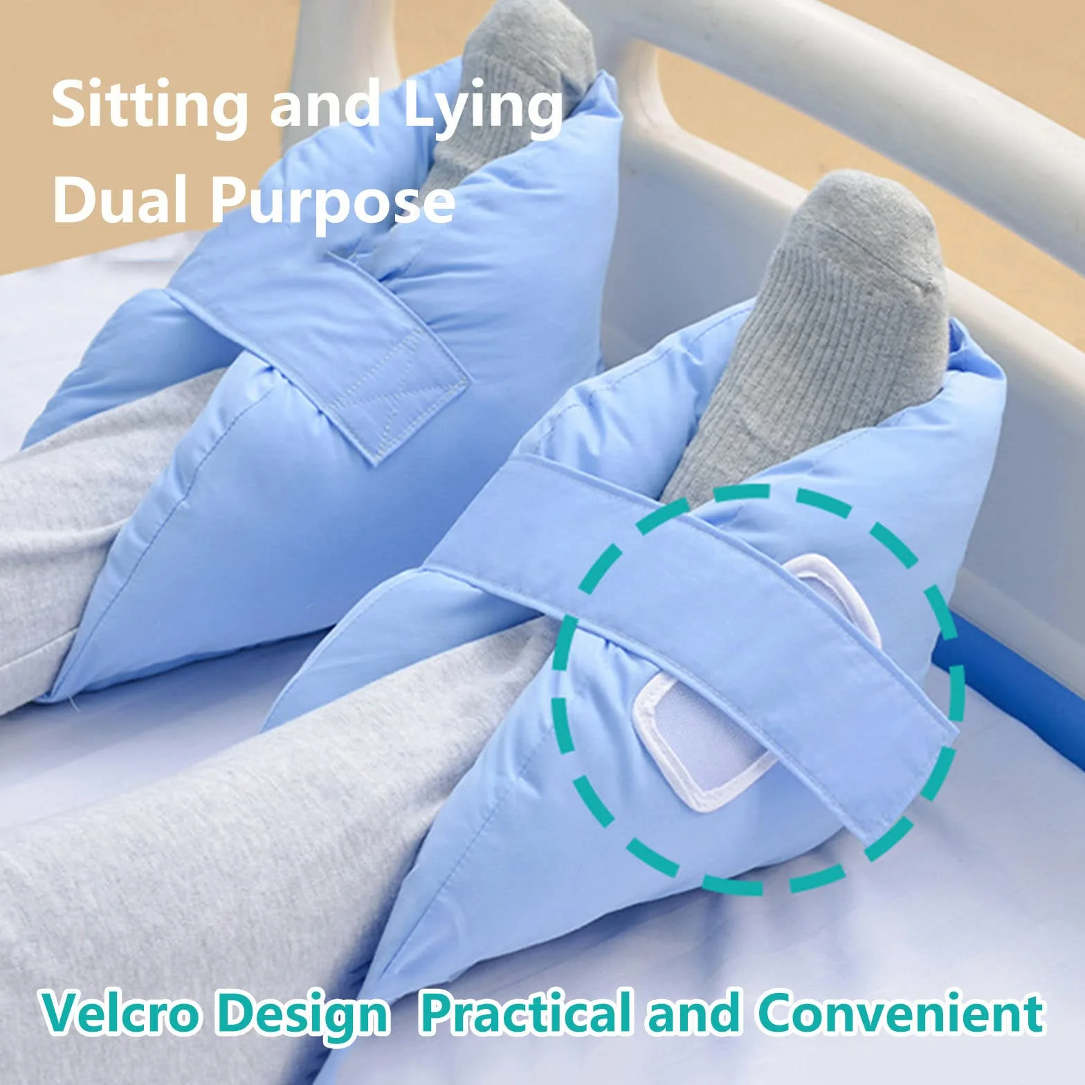 Protector De Talón Antiescaras Ajustable Cojín Elevador De Pies Con Cierre De Velcro Para Pacientes Postrados En Cama