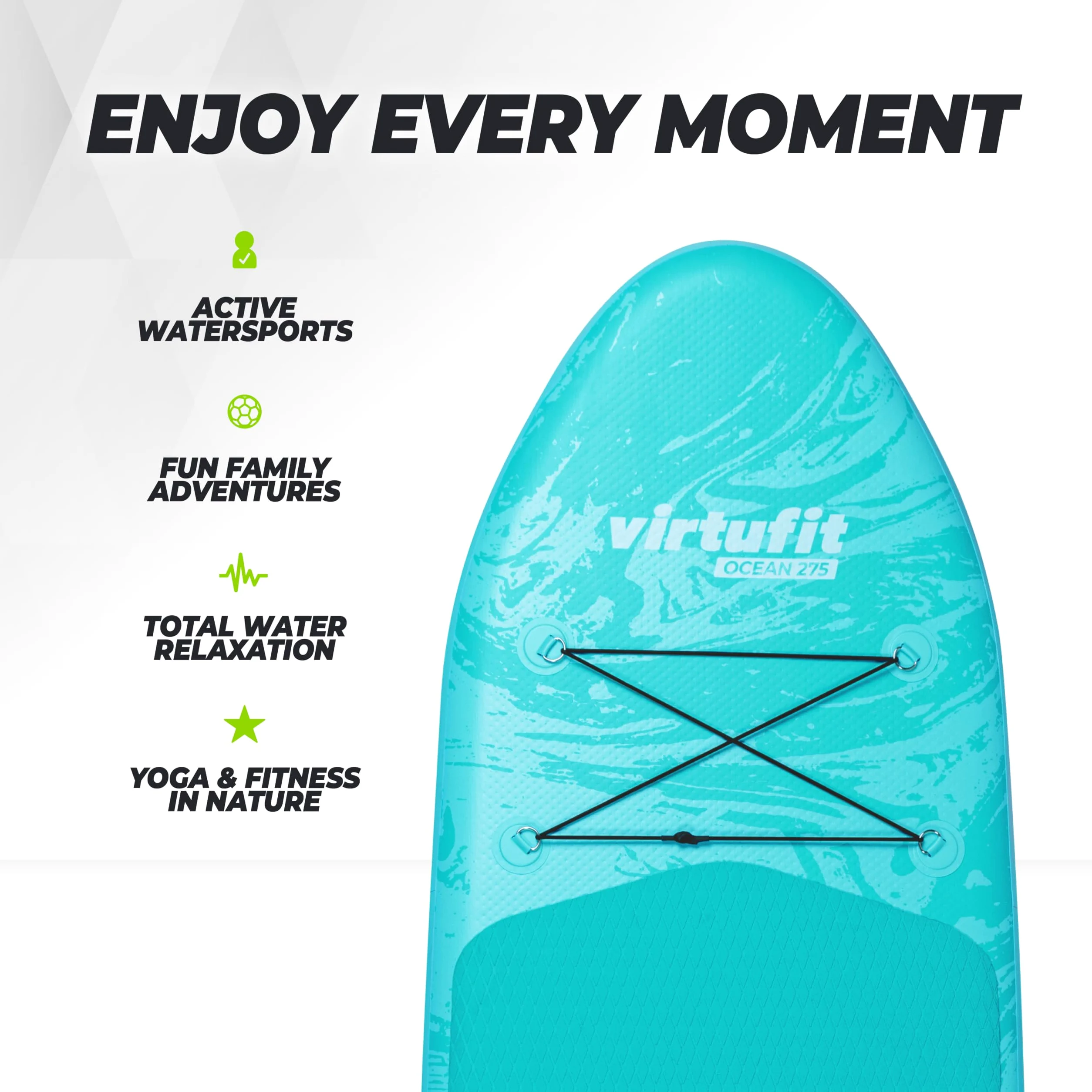 VirtuFit Tabla de SUP Ocean 275 – Negro – Incluye accesorios y bolsa de transporte