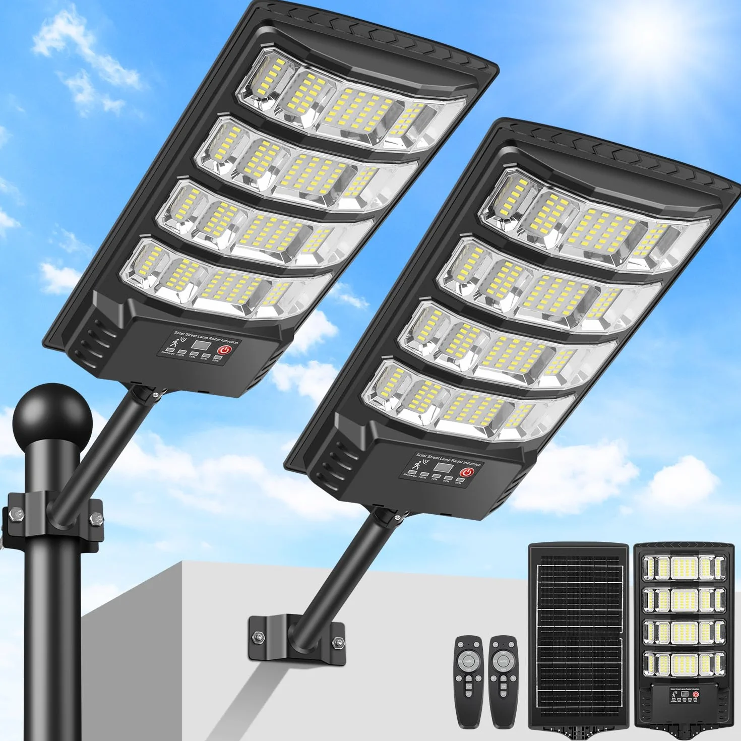 LEKIA Farolas Solares Exteriores con Sensor de Movimiento, 320° Gran Angular, 6500K Impermeable, 2 Paquetes